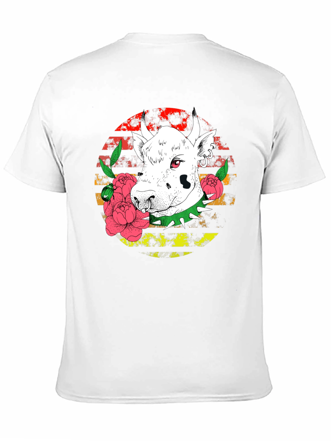 Black Edgy Cow Graphic Tee - Punk Rock Style view 11