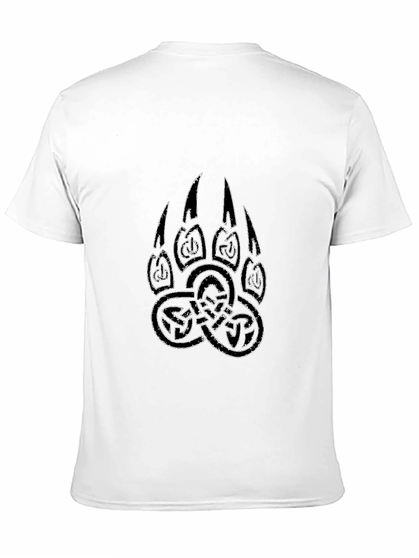 Black Men's Black T-Shirt with Tribal Bear Claw Design view 11