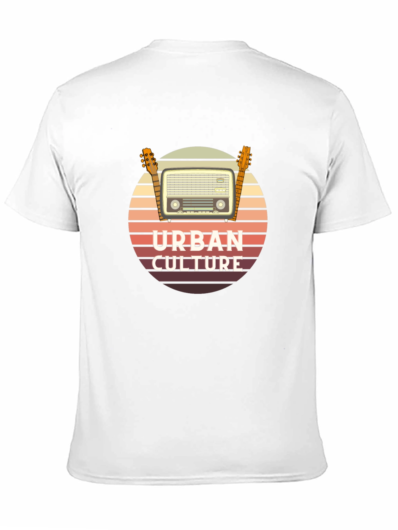 Black Urban Culture Retro Radio & Guitar T-Shirt view 11