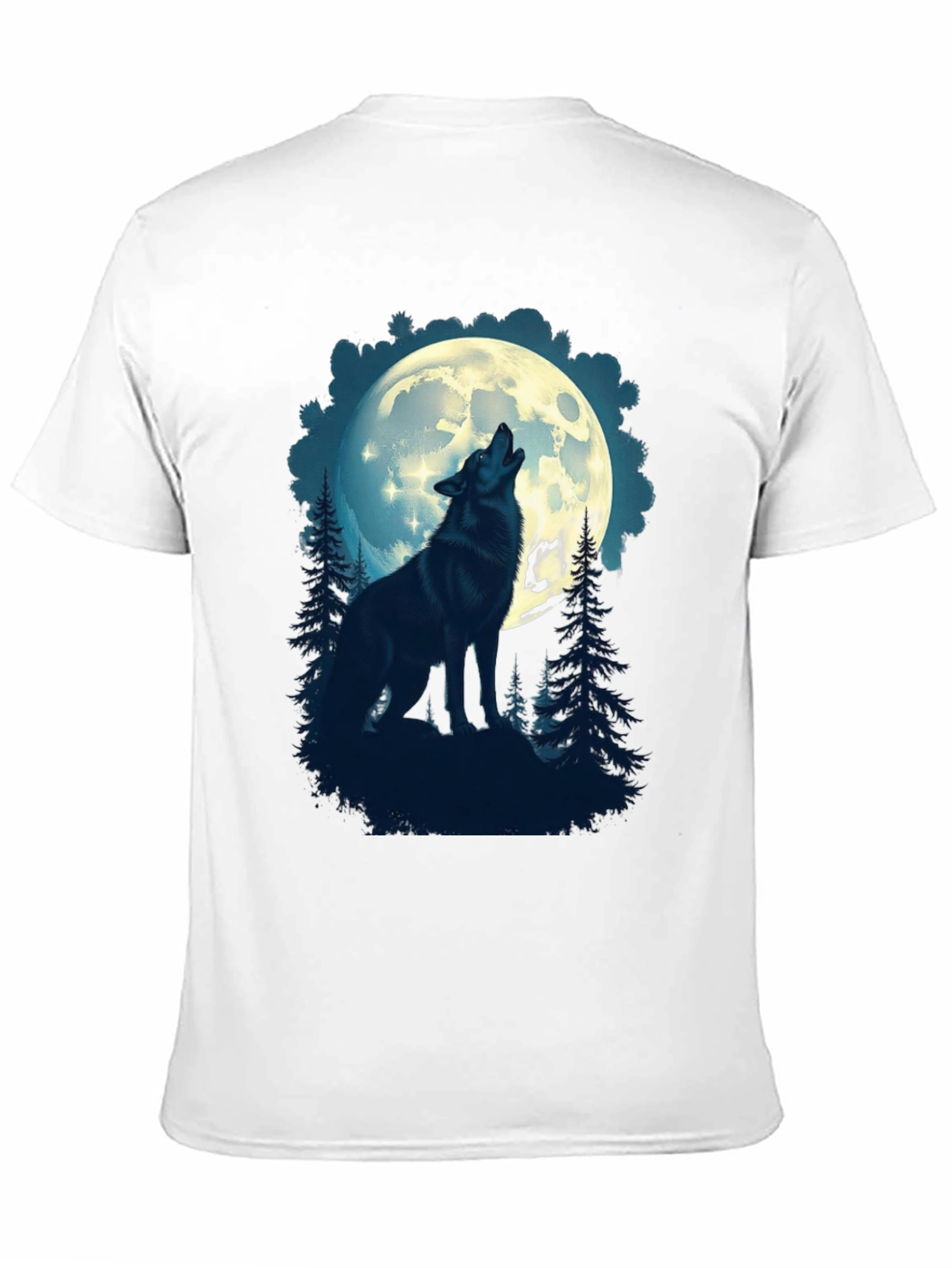 Black Wolf Howling at Moon Graphic T-Shirt view 11
