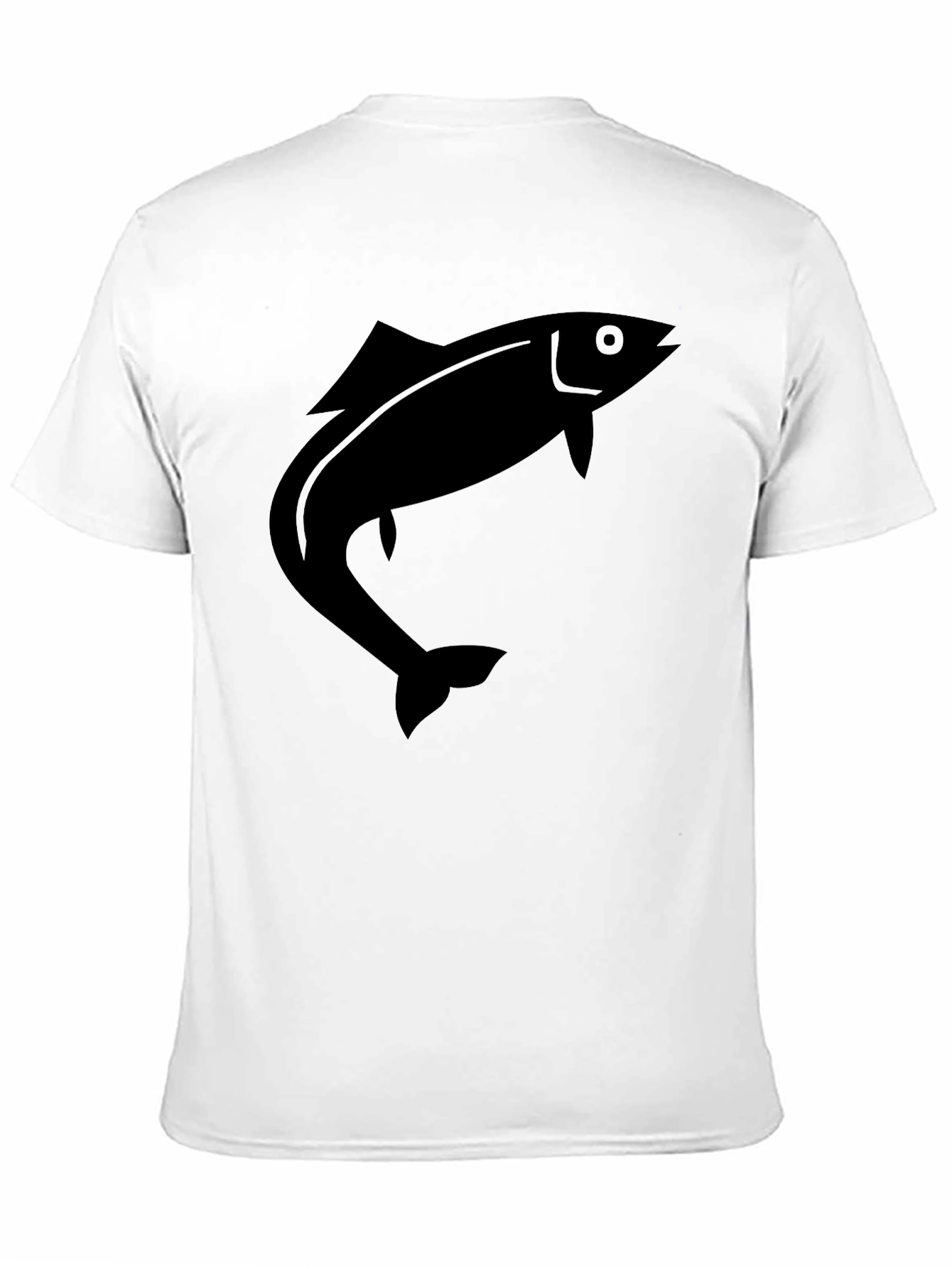 Black Men's Black T-Shirt with Fish Graphic view 11