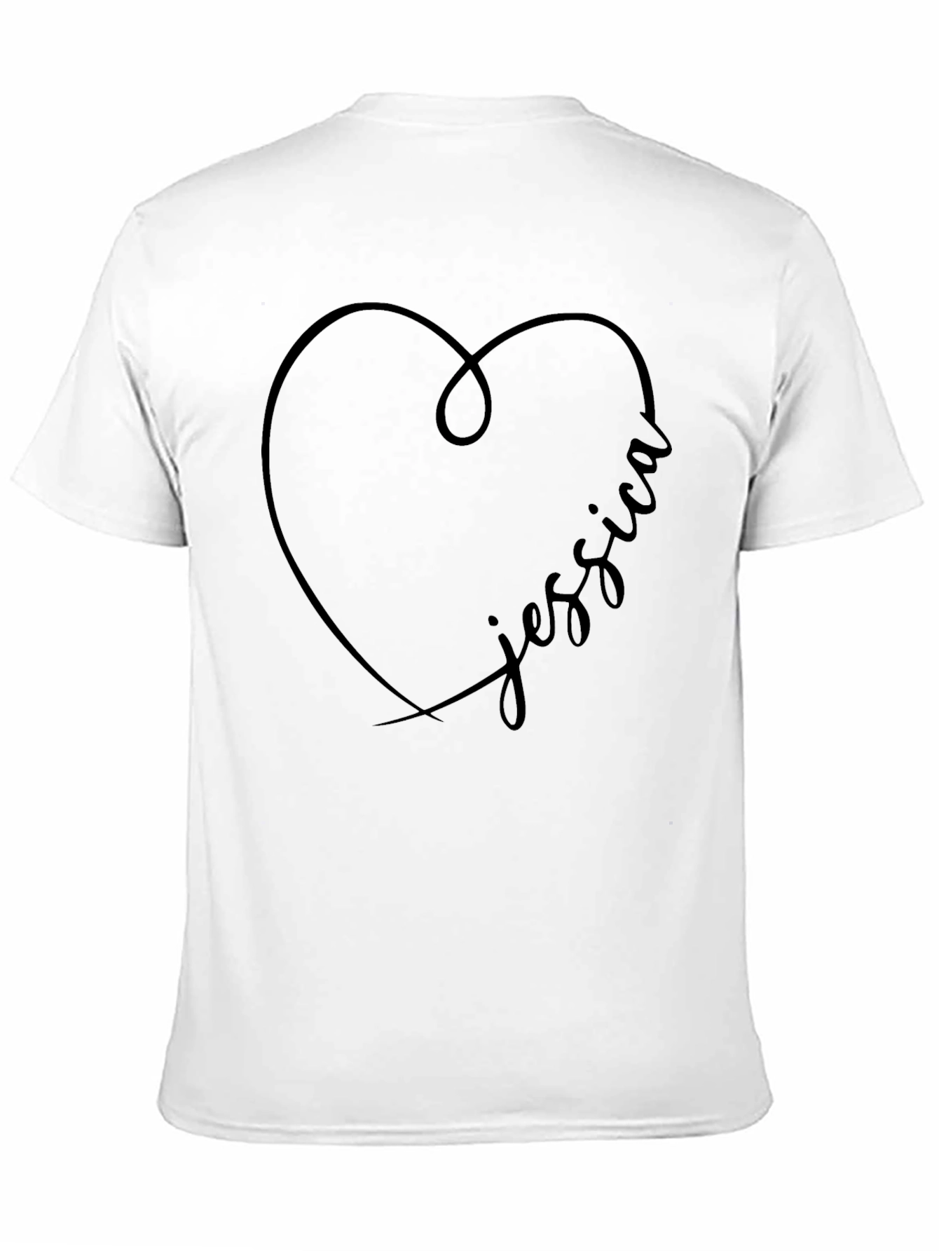 Black Personalized Jessica Heart T-Shirt - Black view 11