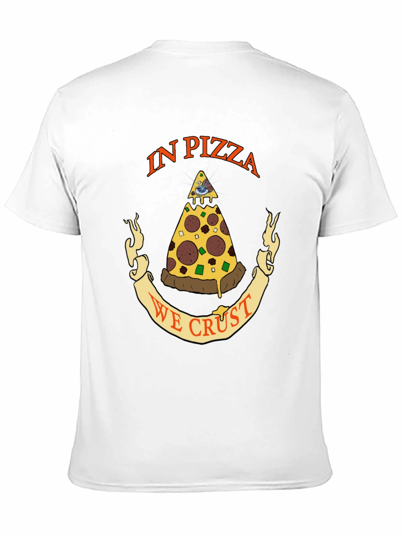 Black Pizza Graphic Tee - "In Pizza We Crust" Black Cotton T-Shirt view 11