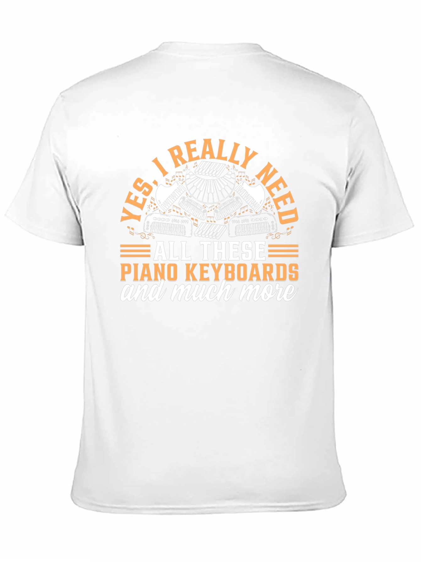 Black Funny Piano Keyboard T-Shirt view 11