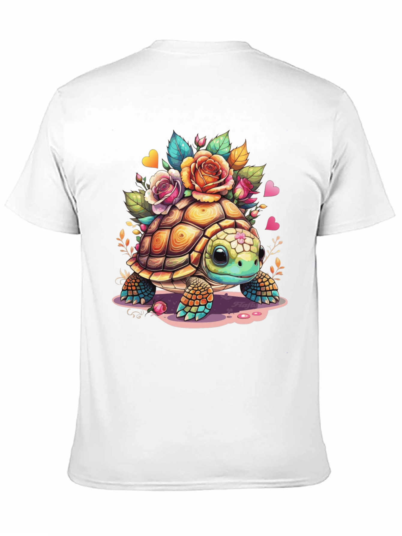 Black Cute Floral Turtle Graphic Tee - Unisex Comfort view 11