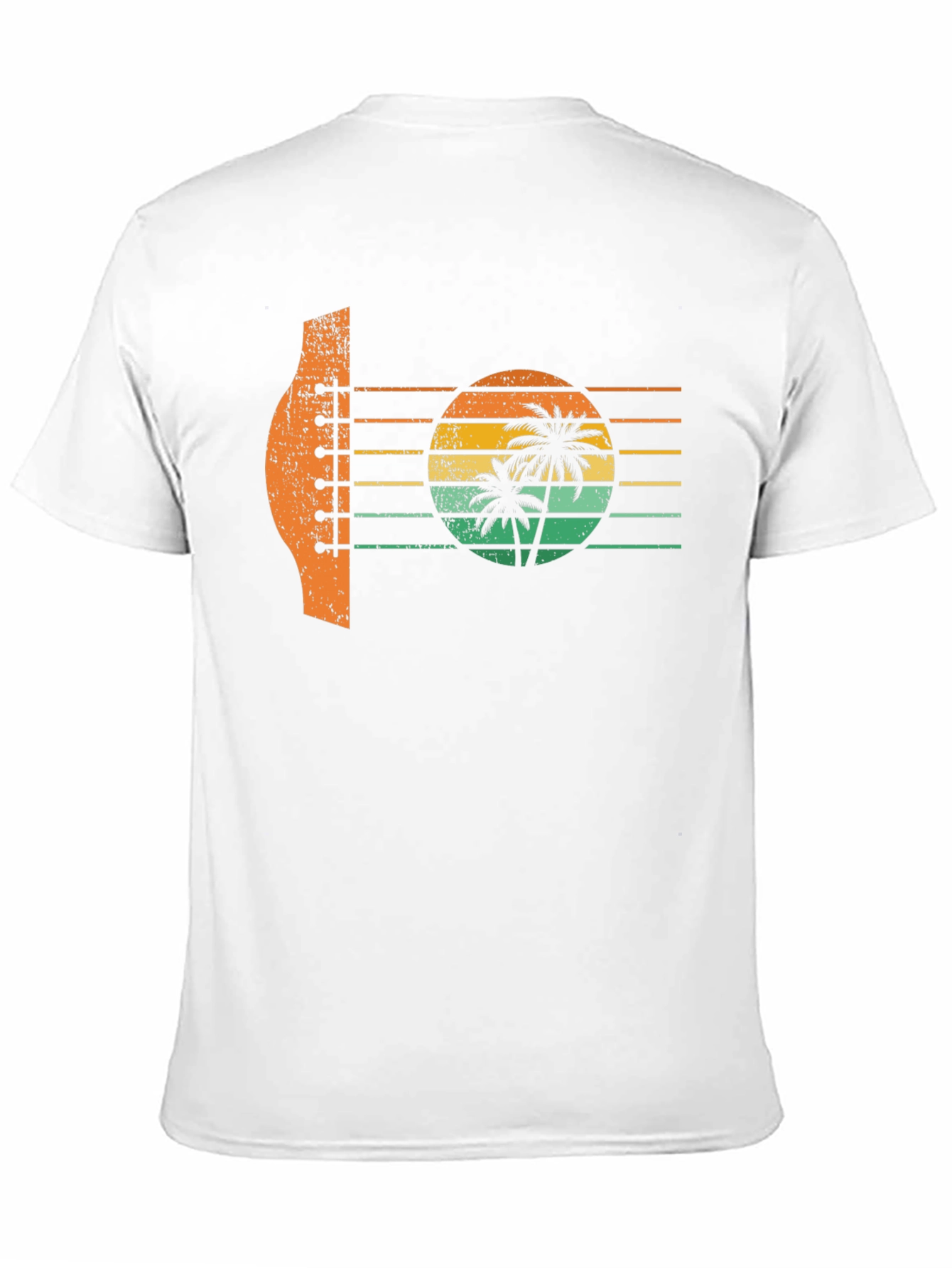 Black Retro Sunset Guitar Palm Tree Graphic T-Shirt view 11