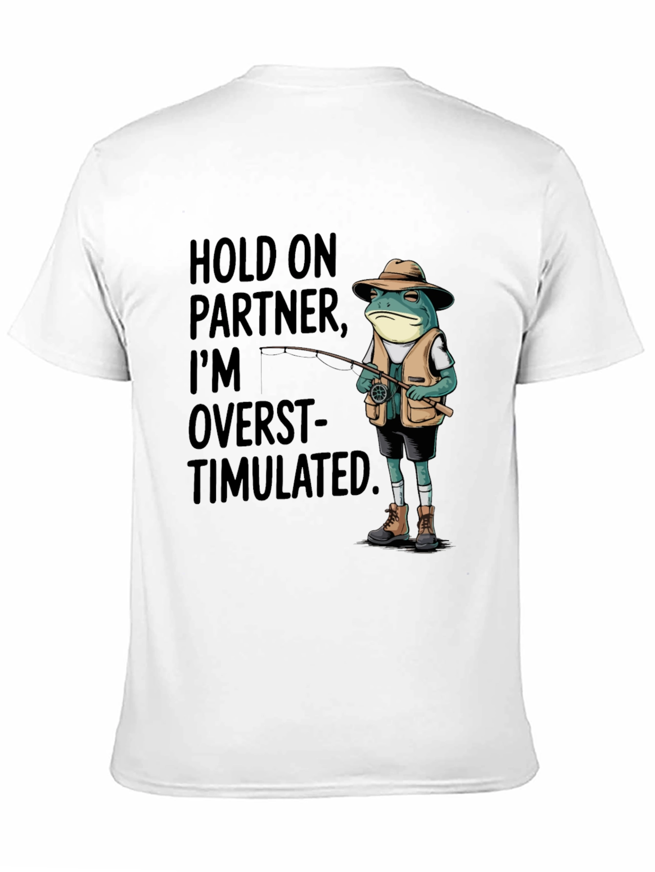 Black Overstimulated Frog Fisherman Graphic Tee view 11