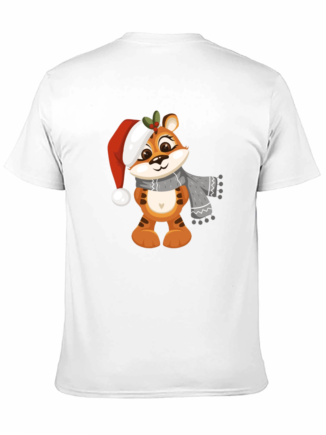 Black Cute Cartoon Tiger Christmas T-Shirt view 11