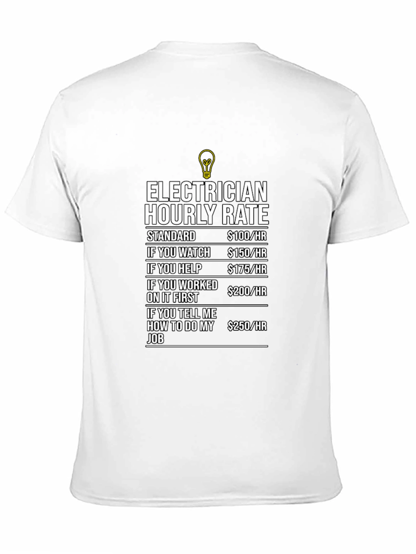 Electrician Hourly Rate Humor Graphic T-Shirt - 11