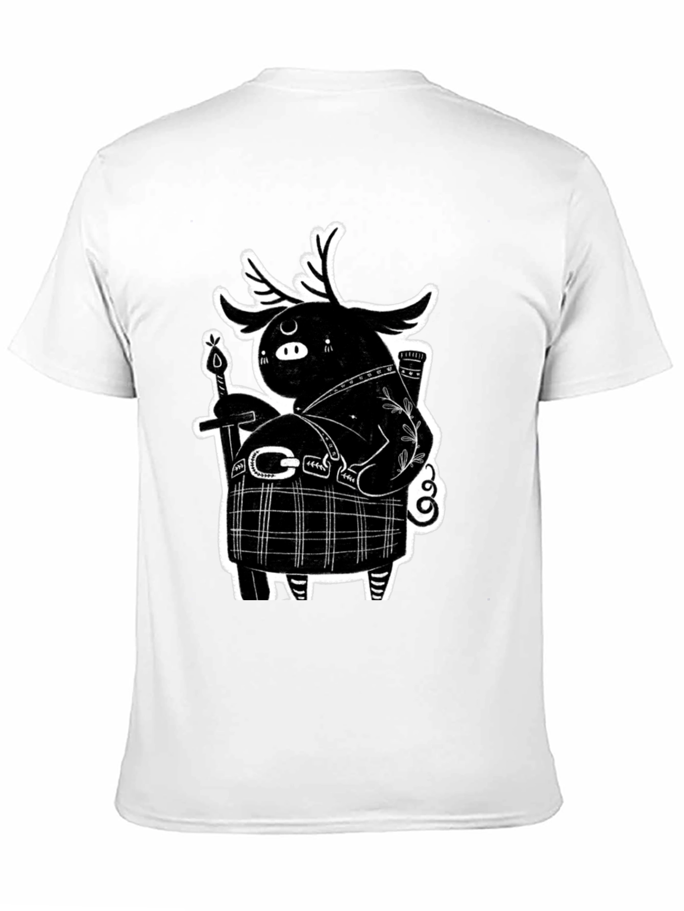 Black Black Graphic Tee - Quirky Highland Creature Design view 11