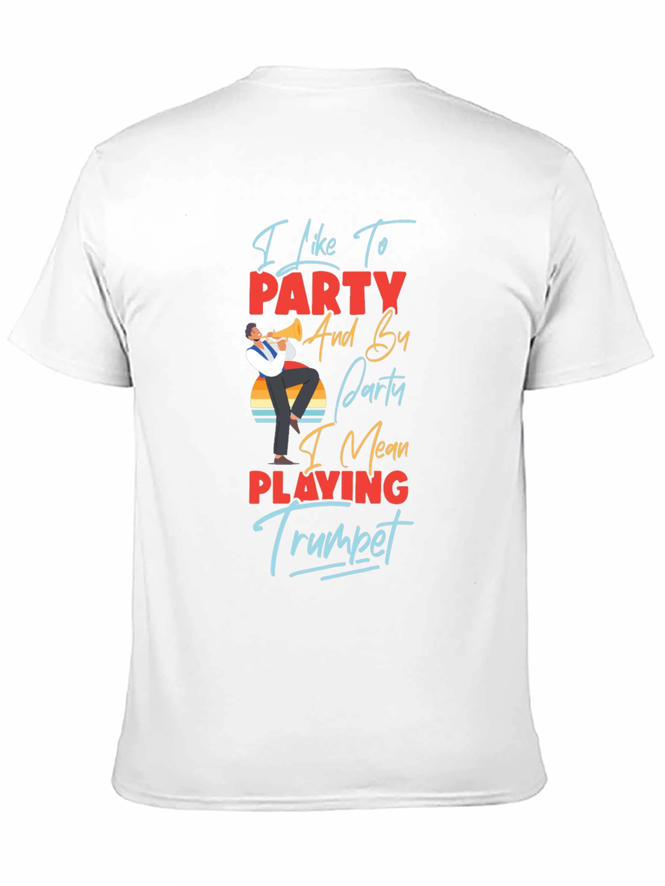 Black I Like to Party Trumpet Player Graphic T-Shirt view 11