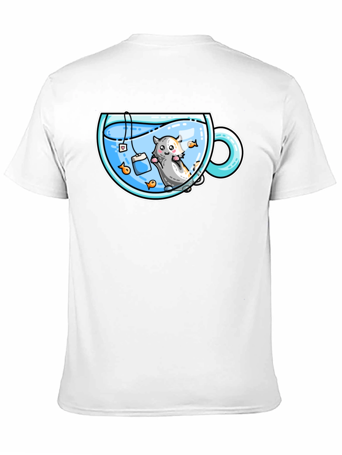 Black Cute Cartoon Tea Cup Hamster Graphic Tee view 11