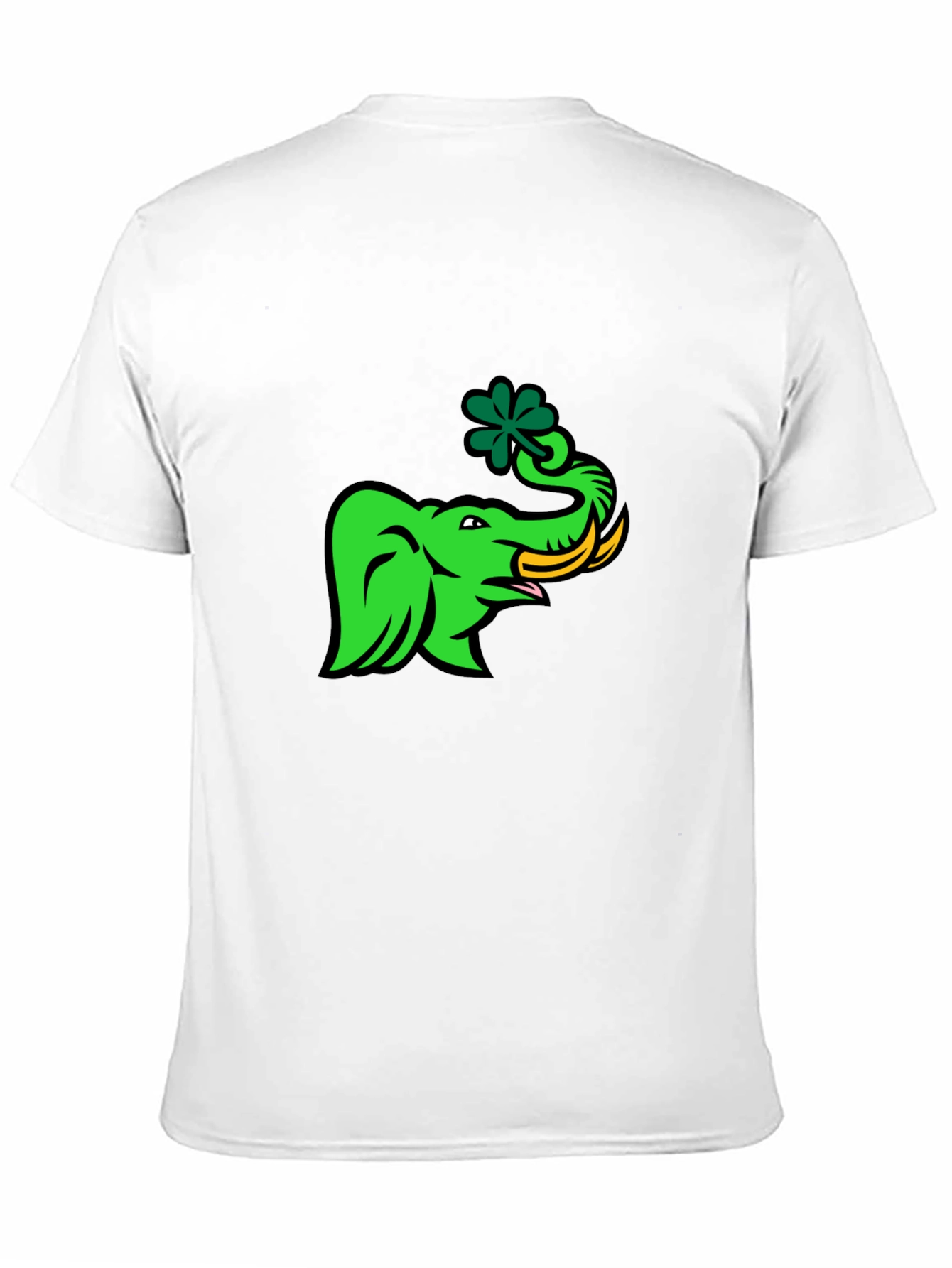 Black Green Elephant with Shamrock Graphic T-Shirt view 11