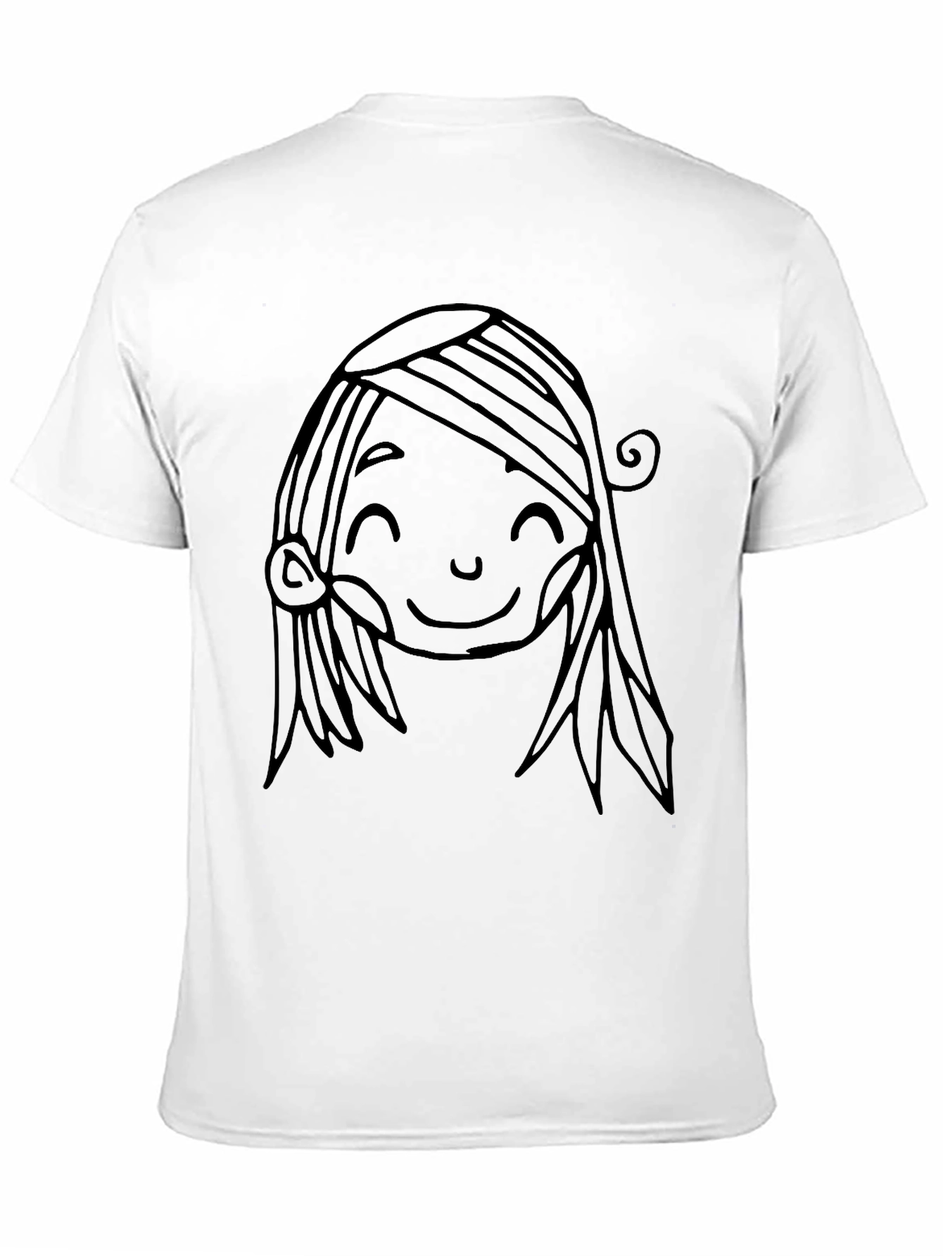 Black Cute Cartoon Face Graphic Black T-Shirt view 11