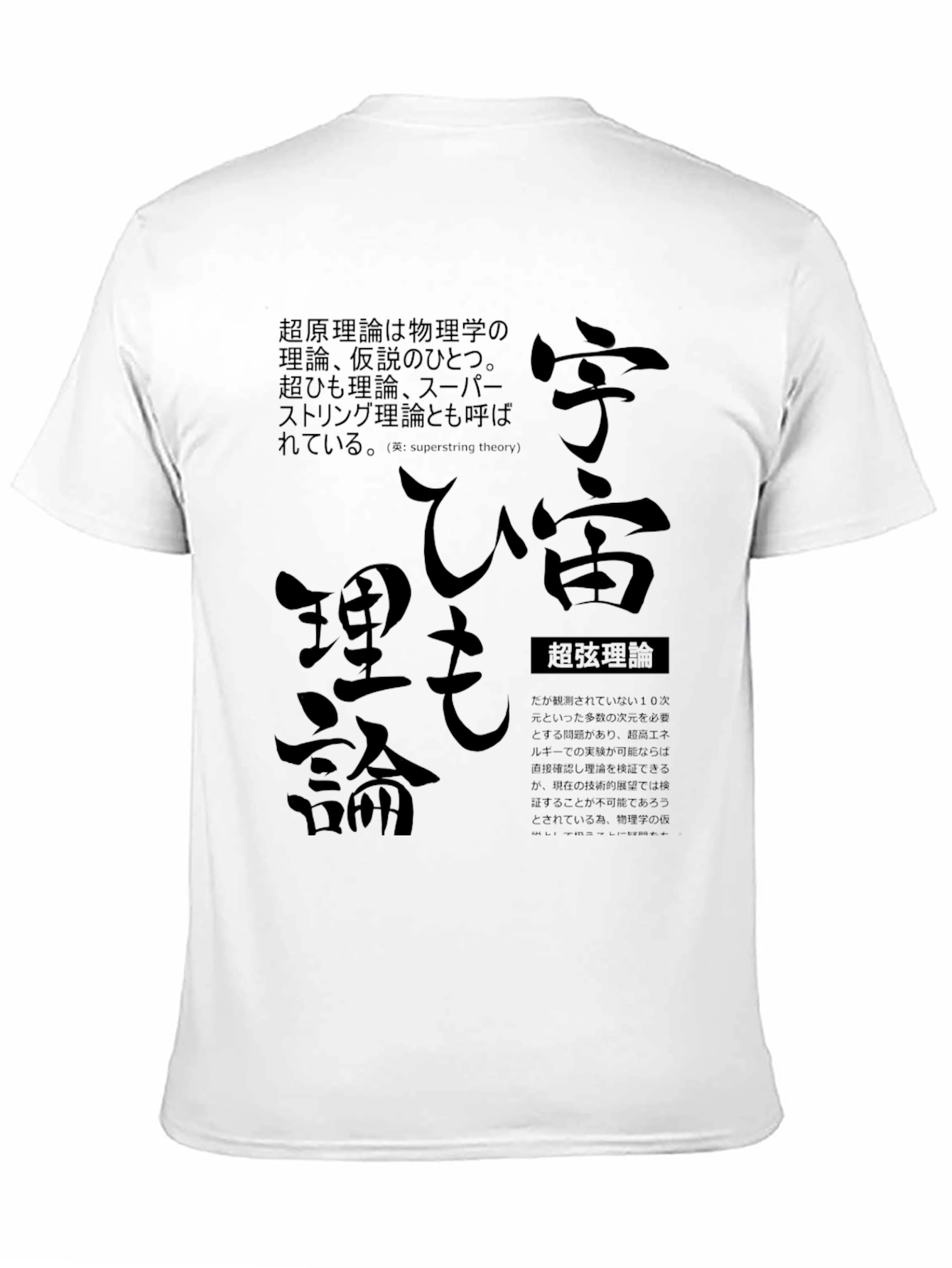Black Superstring Theory T-Shirt - Japanese Text Design view 11