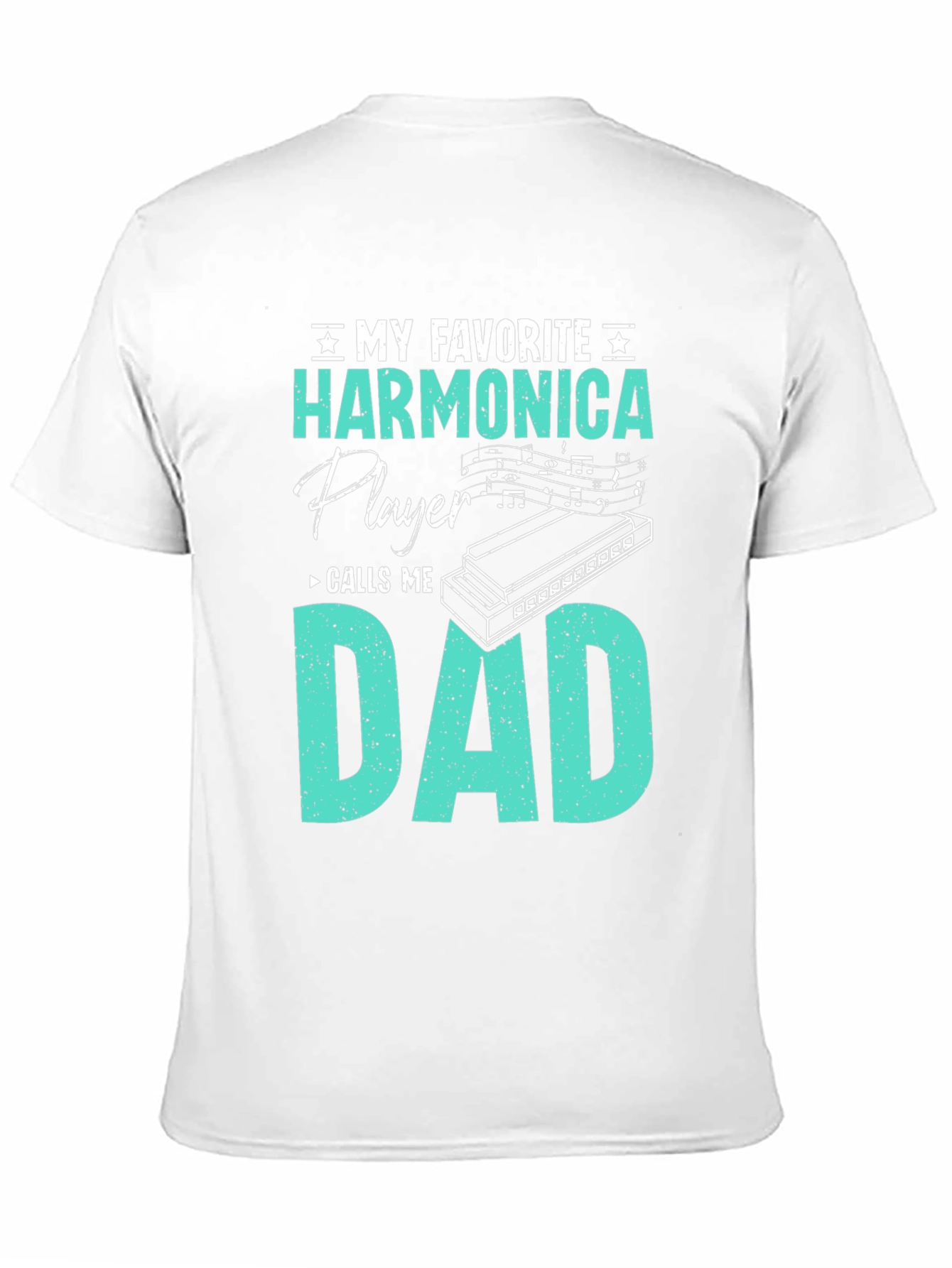 Black Harmonica Player Dad T-Shirt - Musician Father's Day Gift view 11