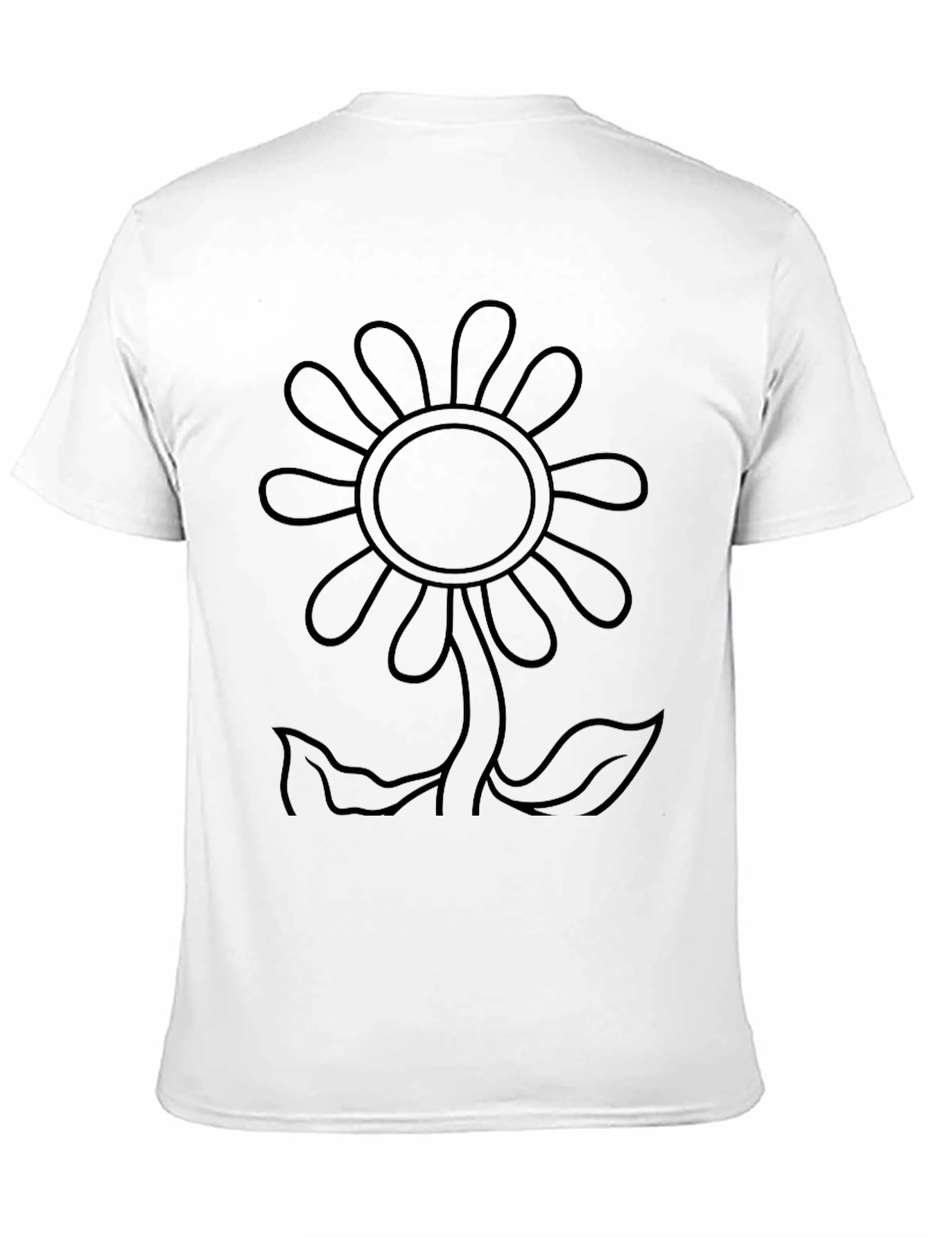 Black Black Flower Outline Graphic T-Shirt view 11