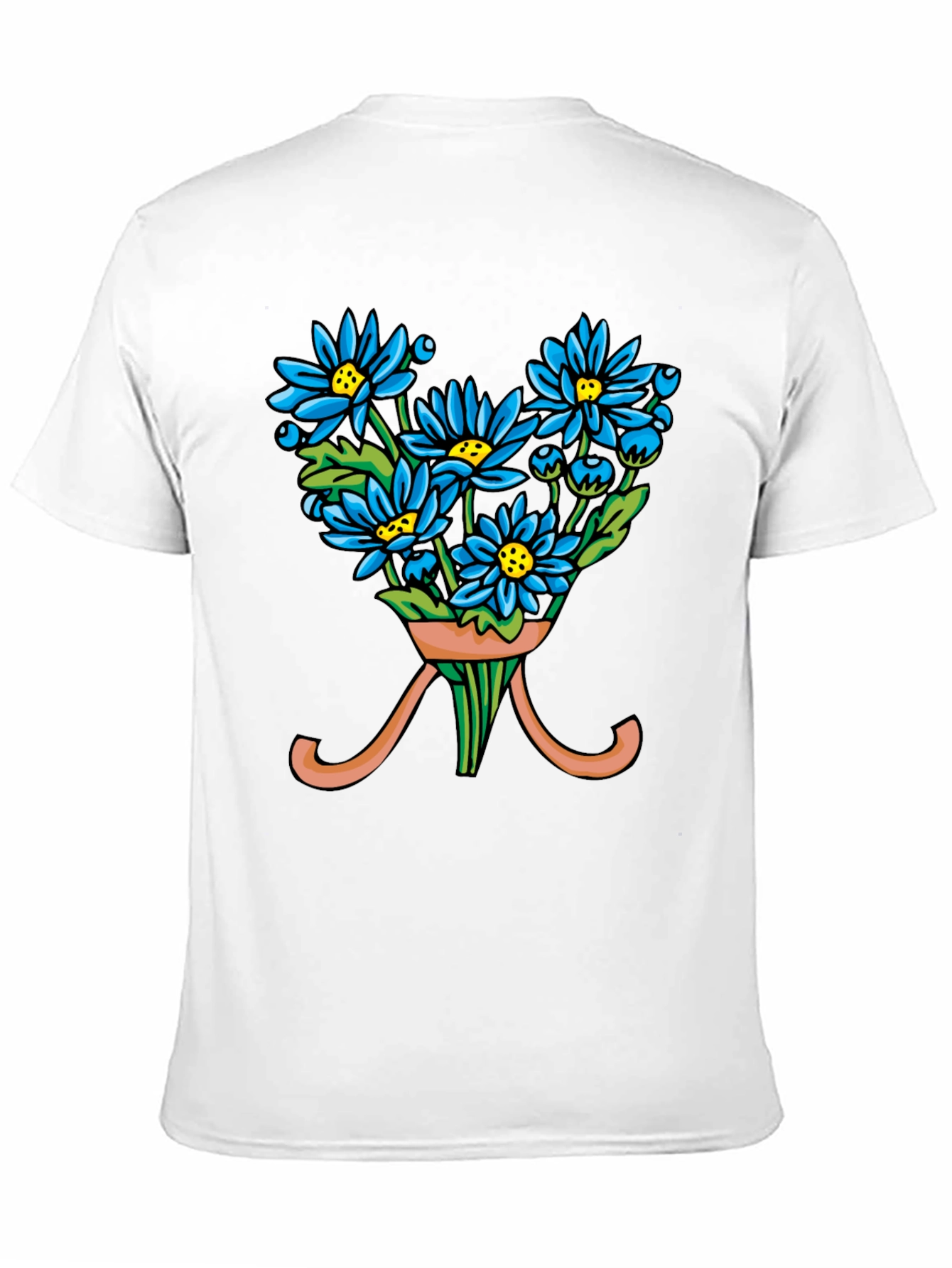 Black Floral Bouquet T-Shirt - Blue Daisy Design view 11