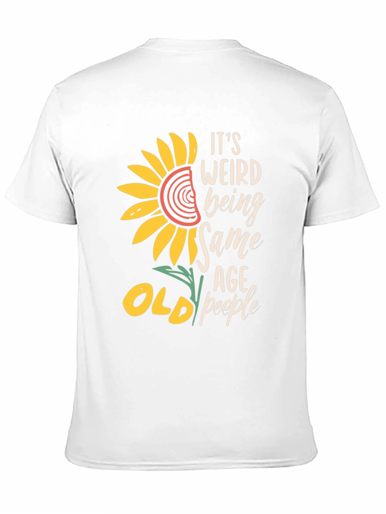 Black Funny Old People T-Shirt, Sunflower Design view 11