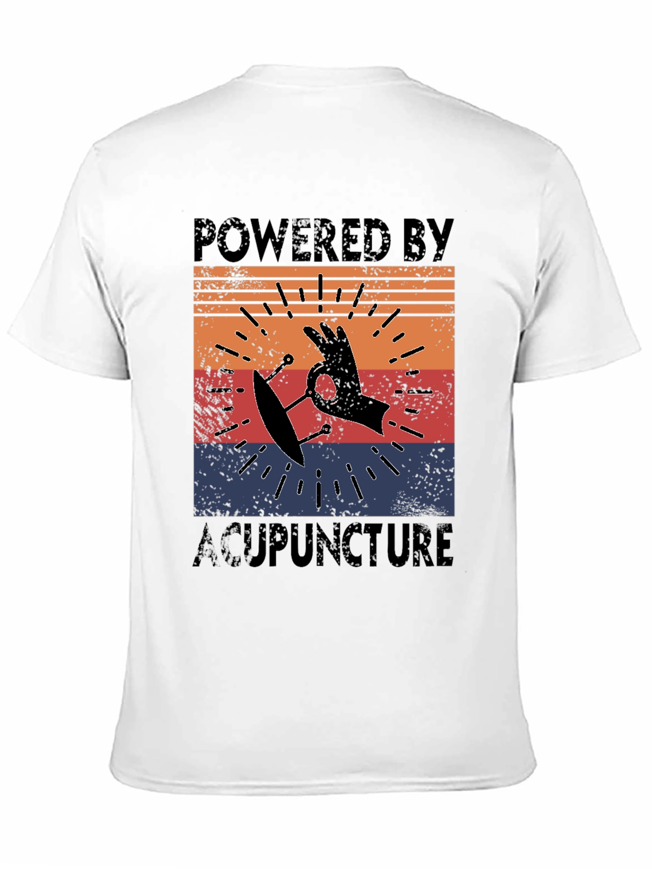 Black Powered by Acupuncture Retro T-Shirt view 11