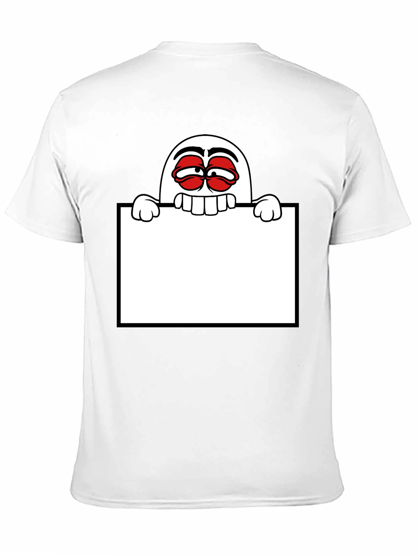 Black Funny Graphic Tee - Cartoon Character Holding Sign view 11