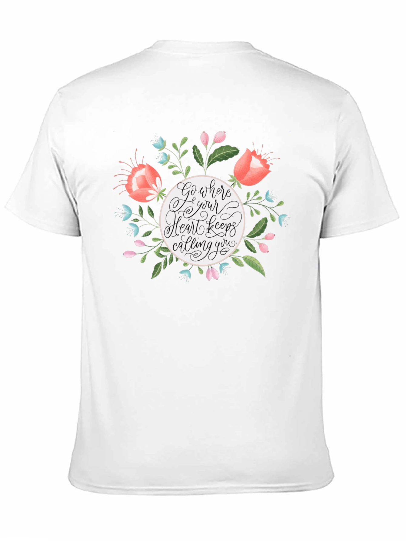 Black Floral Heart Keeps Calling Tee view 11