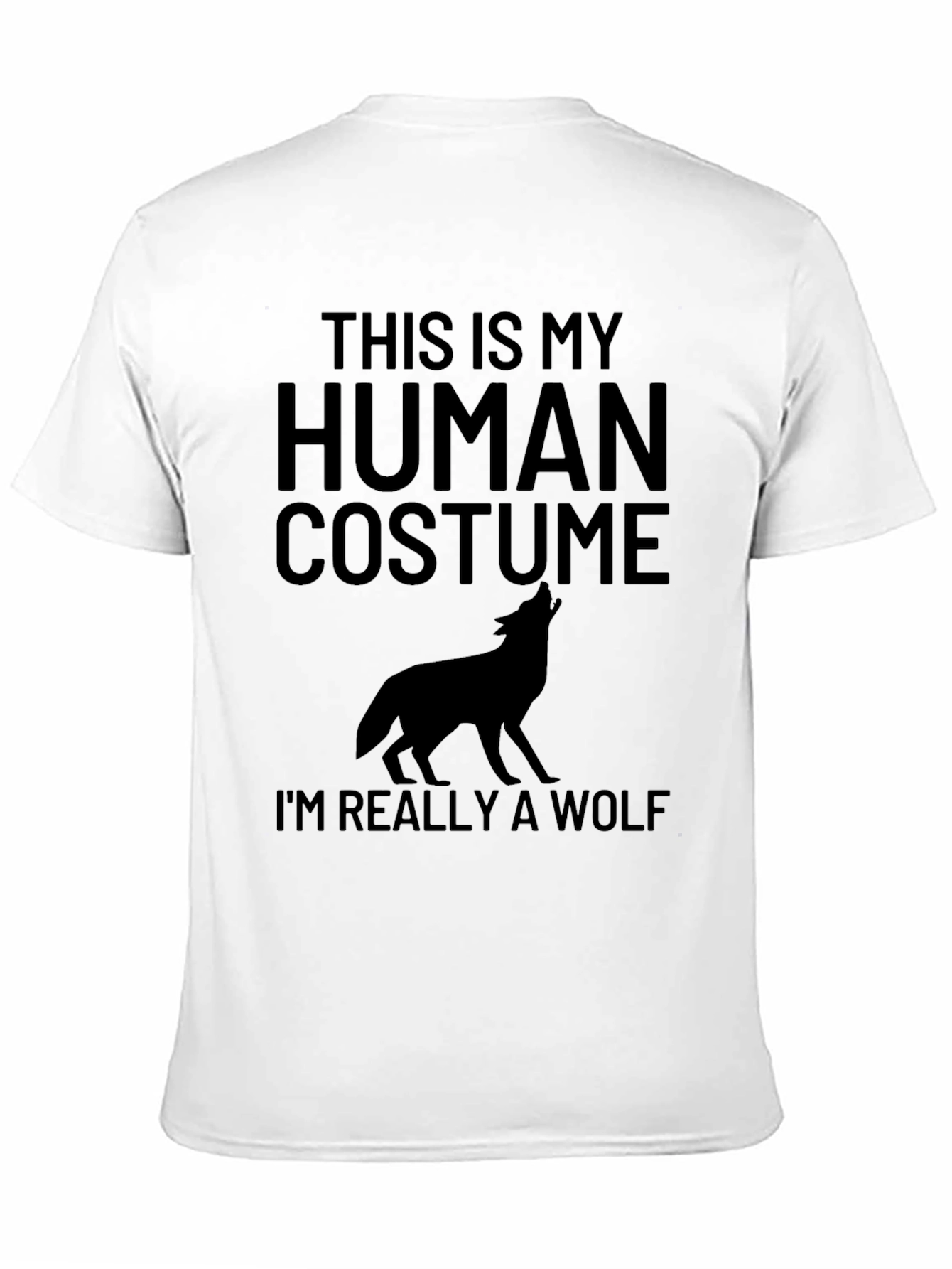 Black Human Costume Wolf T-Shirt - Fun Halloween Tee view 11