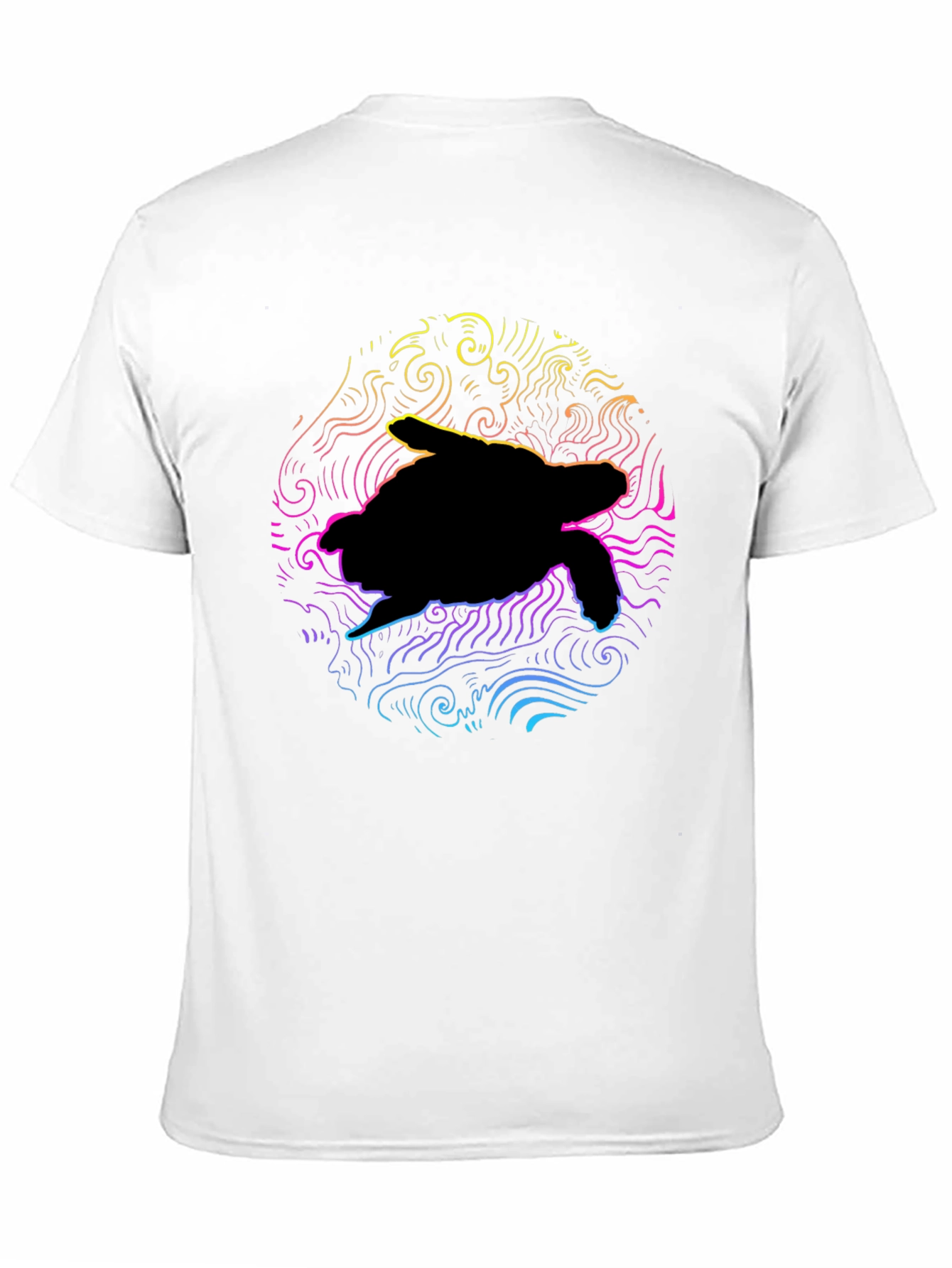 Black Neon Turtle Graphic T-Shirt - Black Cotton Blend view 11