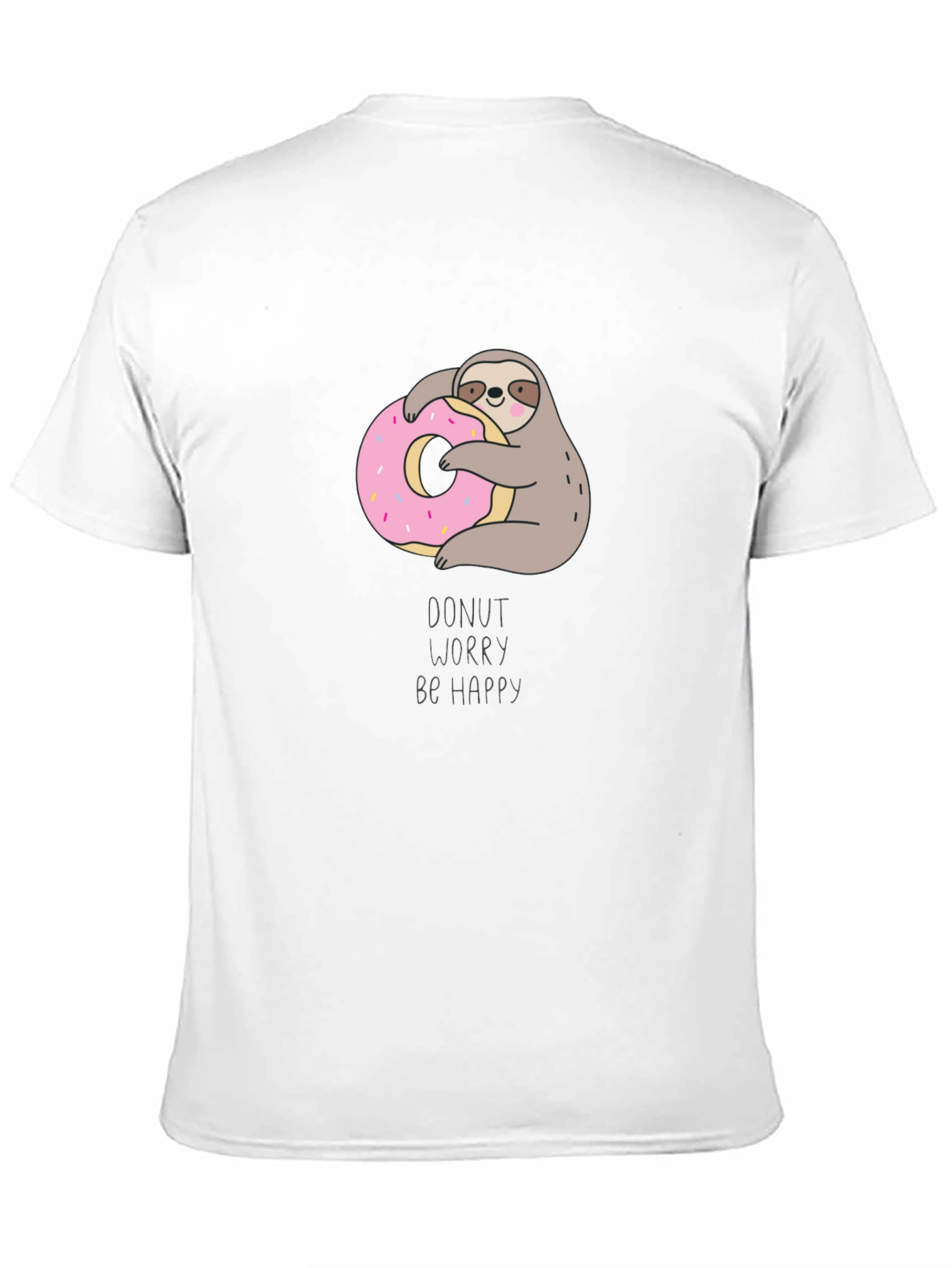 Black Donut Worry Be Happy Sloth T-Shirt view 11