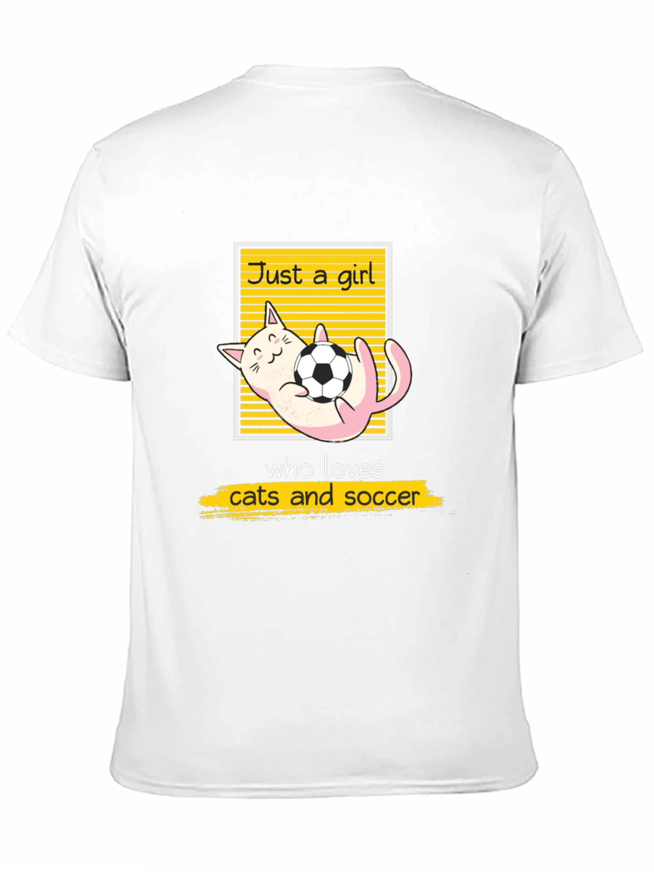 Black Just a Girl Who Loves Cats and Soccer T-Shirt view 11