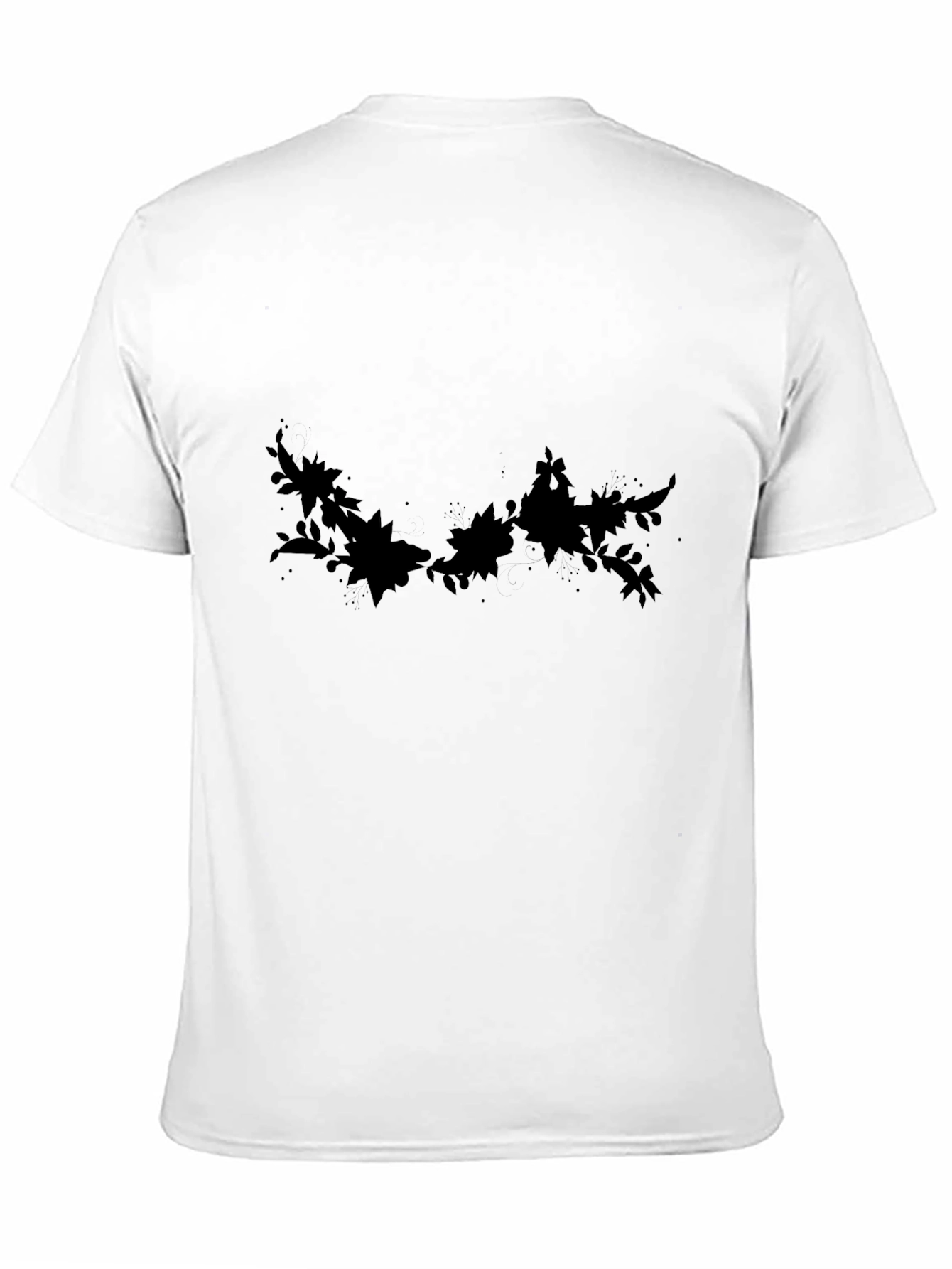 Black Men's Black Graphic Tee - Floral Silhouette view 11