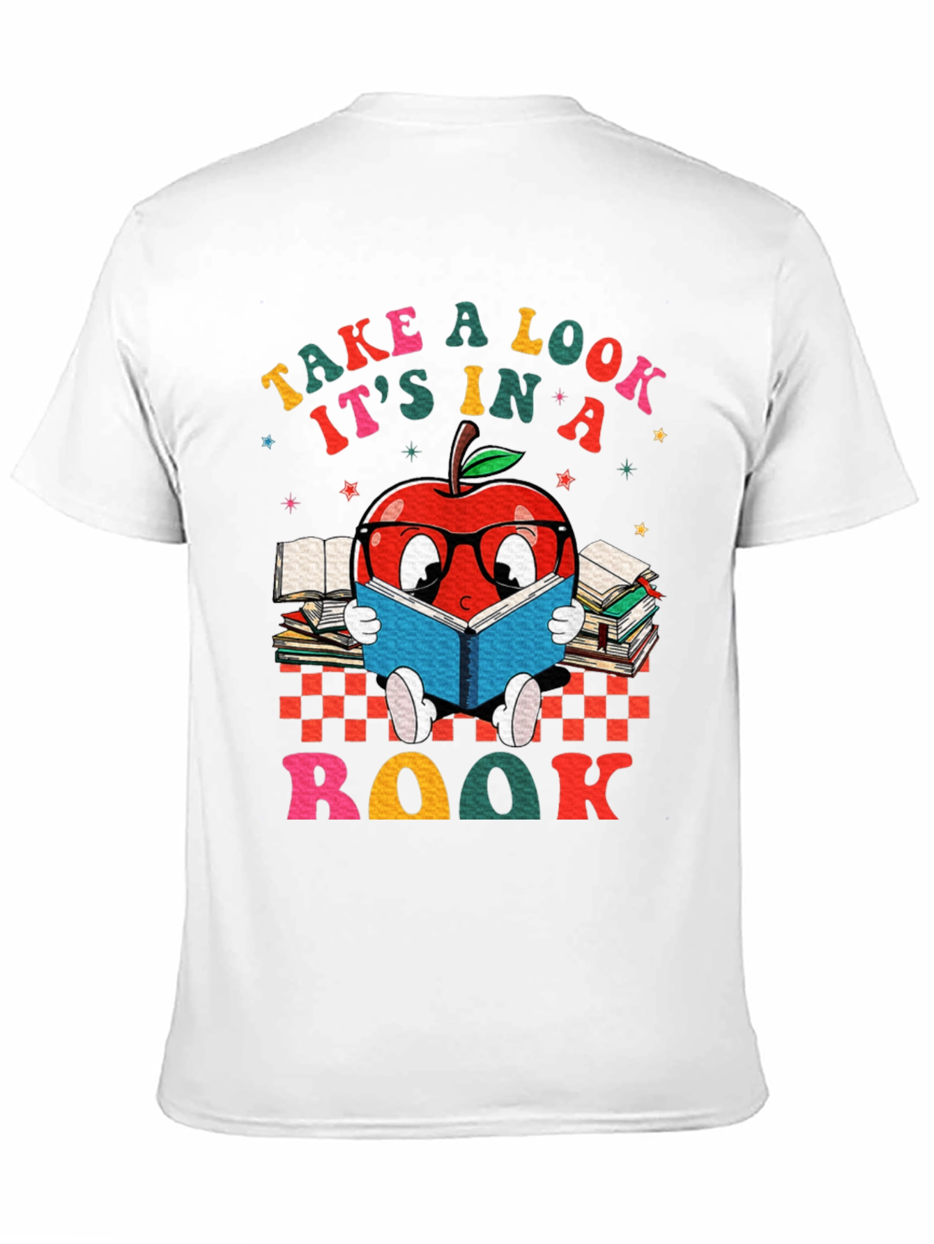 Black Bookworm Apple T-Shirt - Take a Look, It's in a Book! view 11