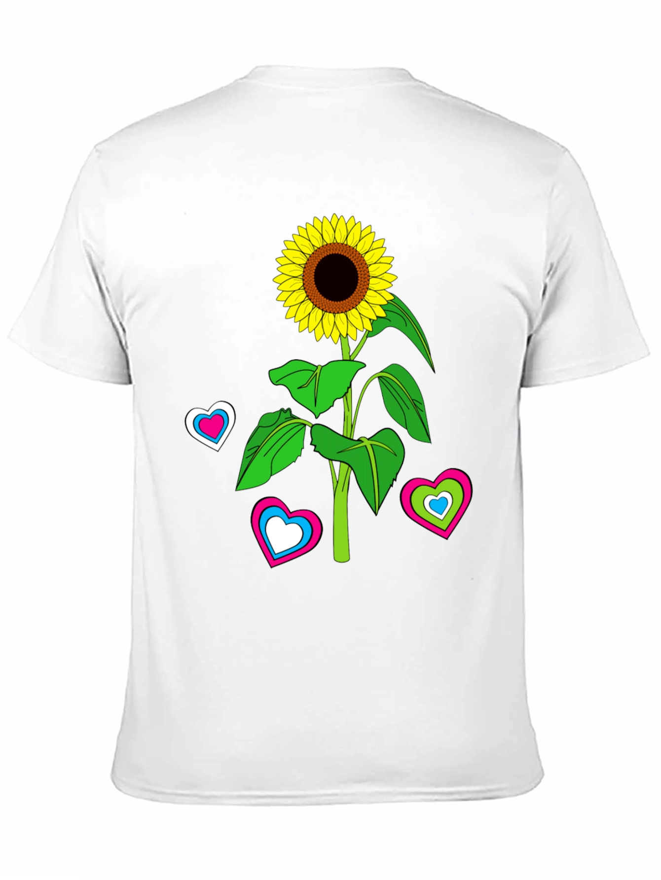 Black Sunflower Heart Graphic Tee - Black Cotton Blend T-Shirt view 11