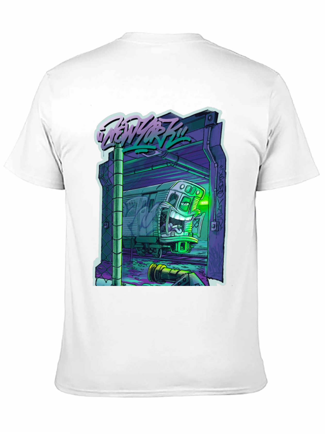 Black New York Subway T-Shirt - Unique Cartoon Design view 11