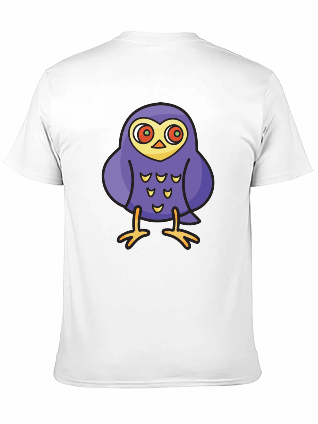 Black Cartoon Owl Graphic Tee - Black Cotton T-Shirt view 11