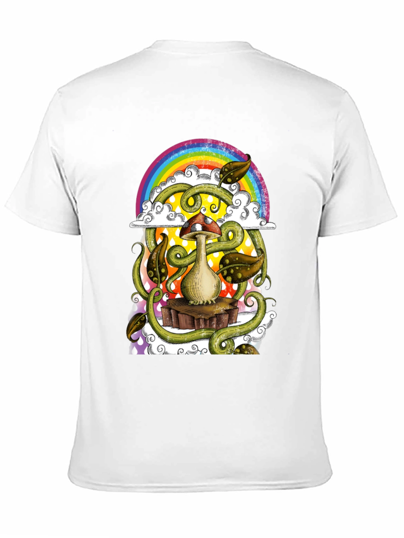 Black Mushroom Rainbow T-Shirt - Groovy Psychedelic Tee view 11