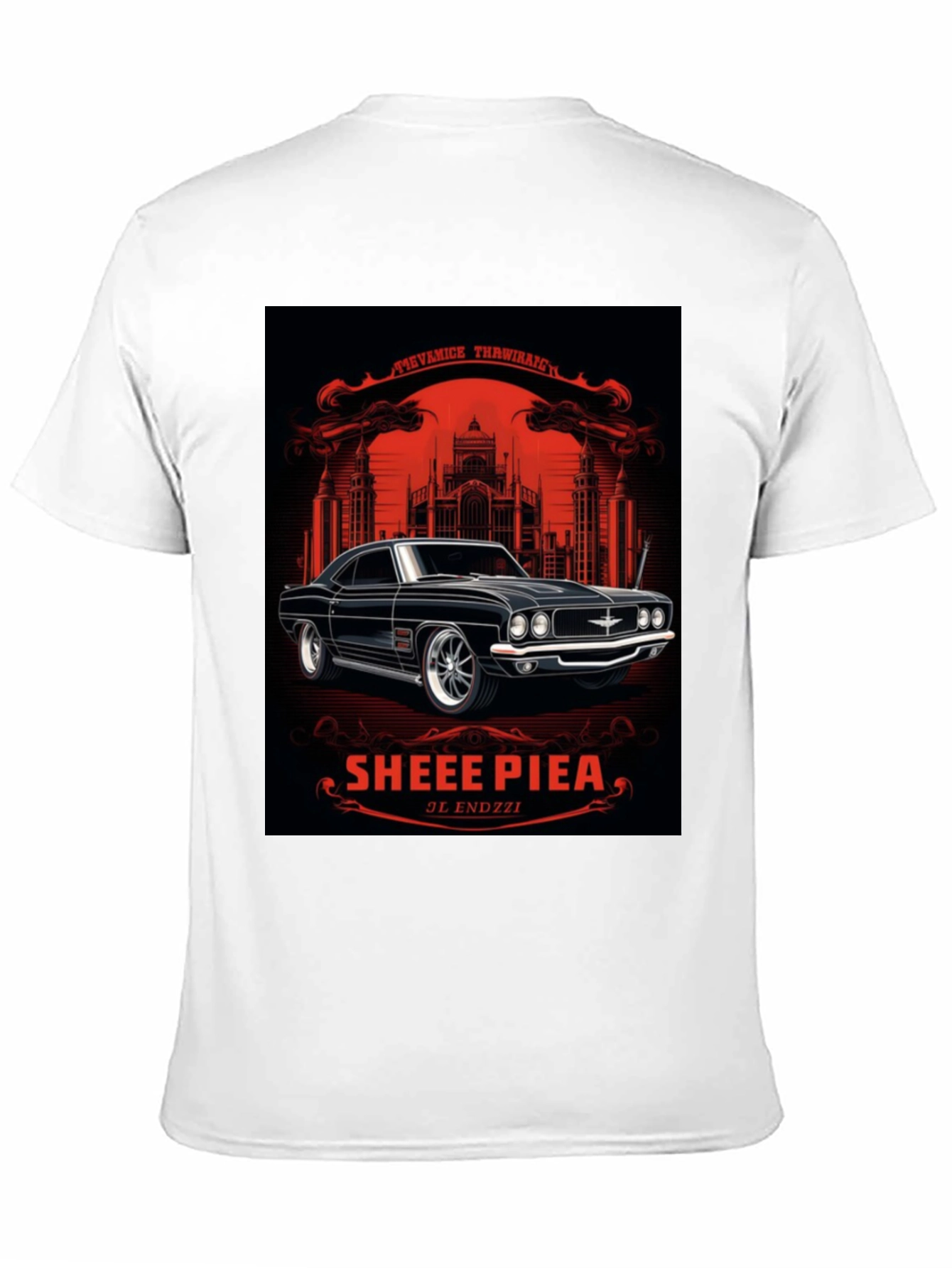 Black Classic Car Graphic Tee - Sheee Piea Black T-Shirt view 11