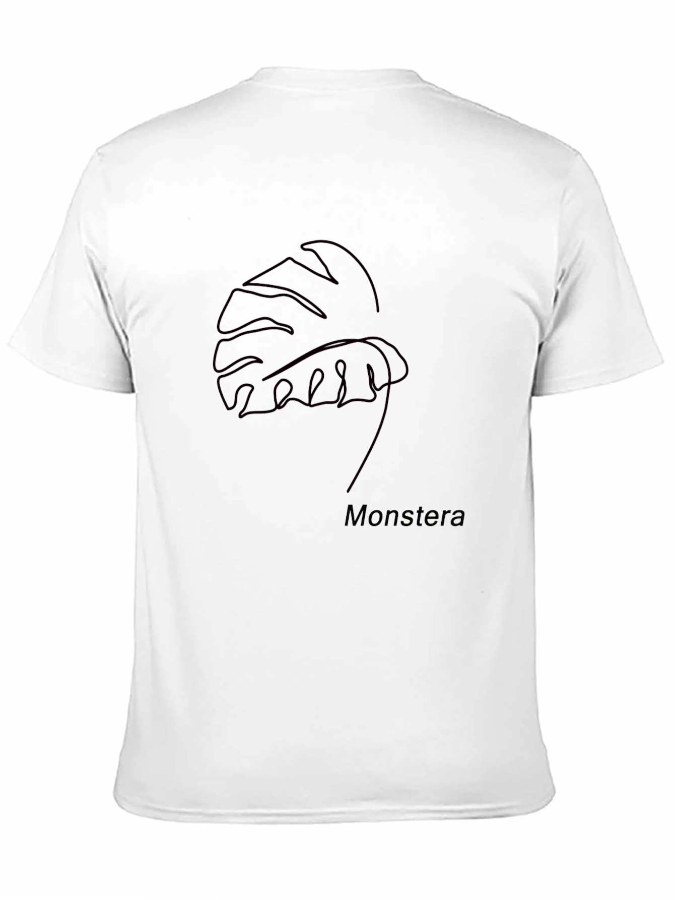 Black Monstera Leaf Line Art Black T-Shirt view 11