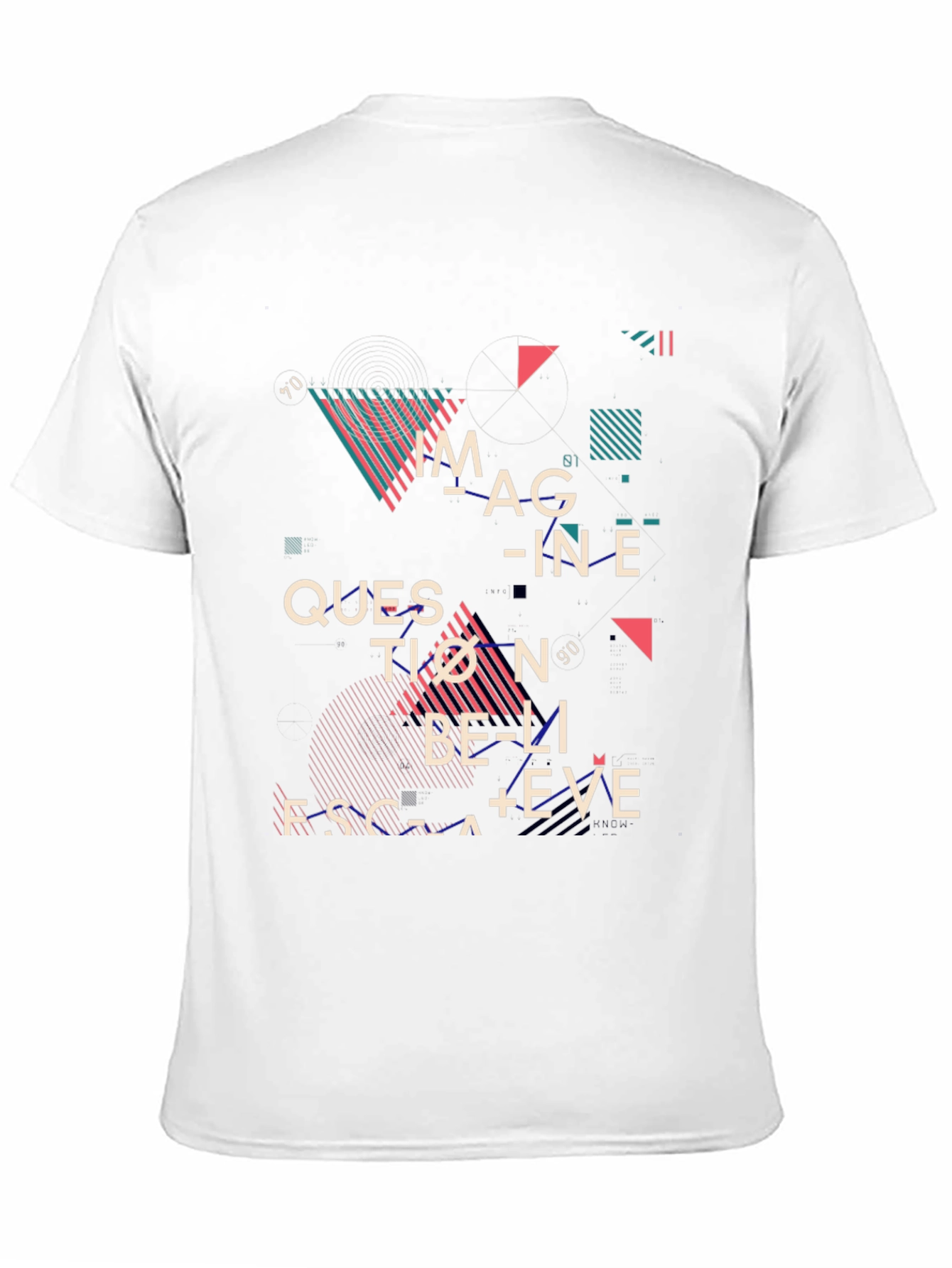 Black Abstract Graphic Print Tee - Imagine, Question, Believe view 11