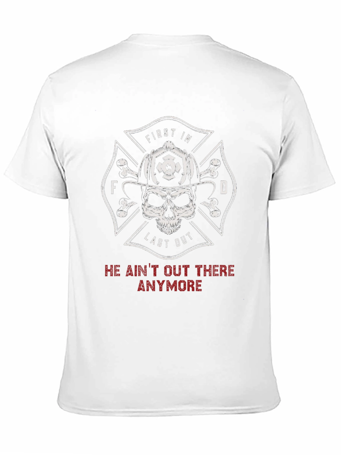 Black Firefighter Skull T-Shirt - First In Last Out view 11