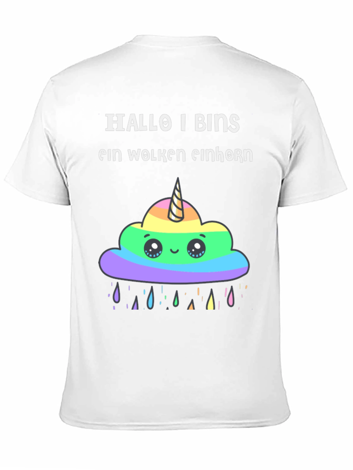 Black Hallo I Bins Wolken Einhorn T-Shirt view 11