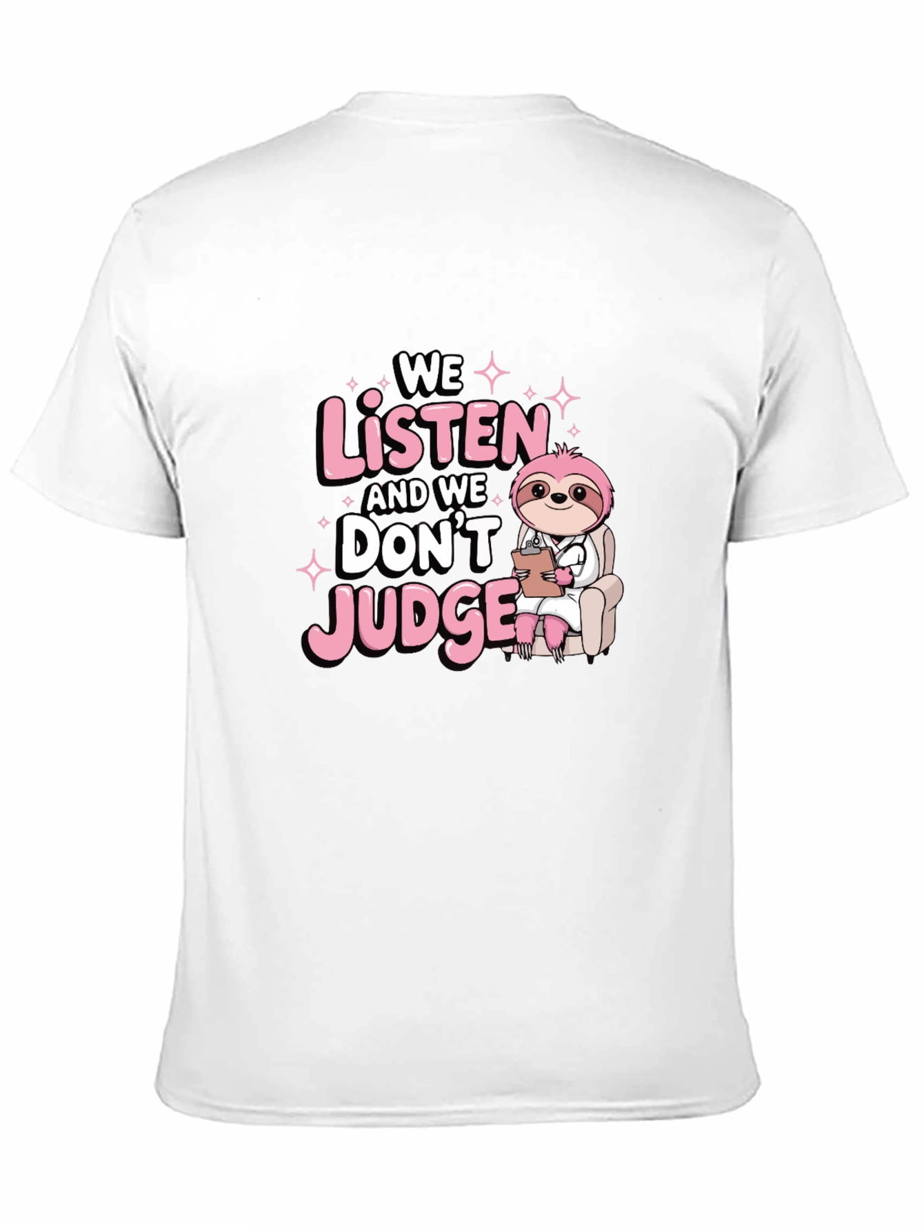 Black Sloth Therapist Graphic T-Shirt - We Listen Don't Judge! view 11