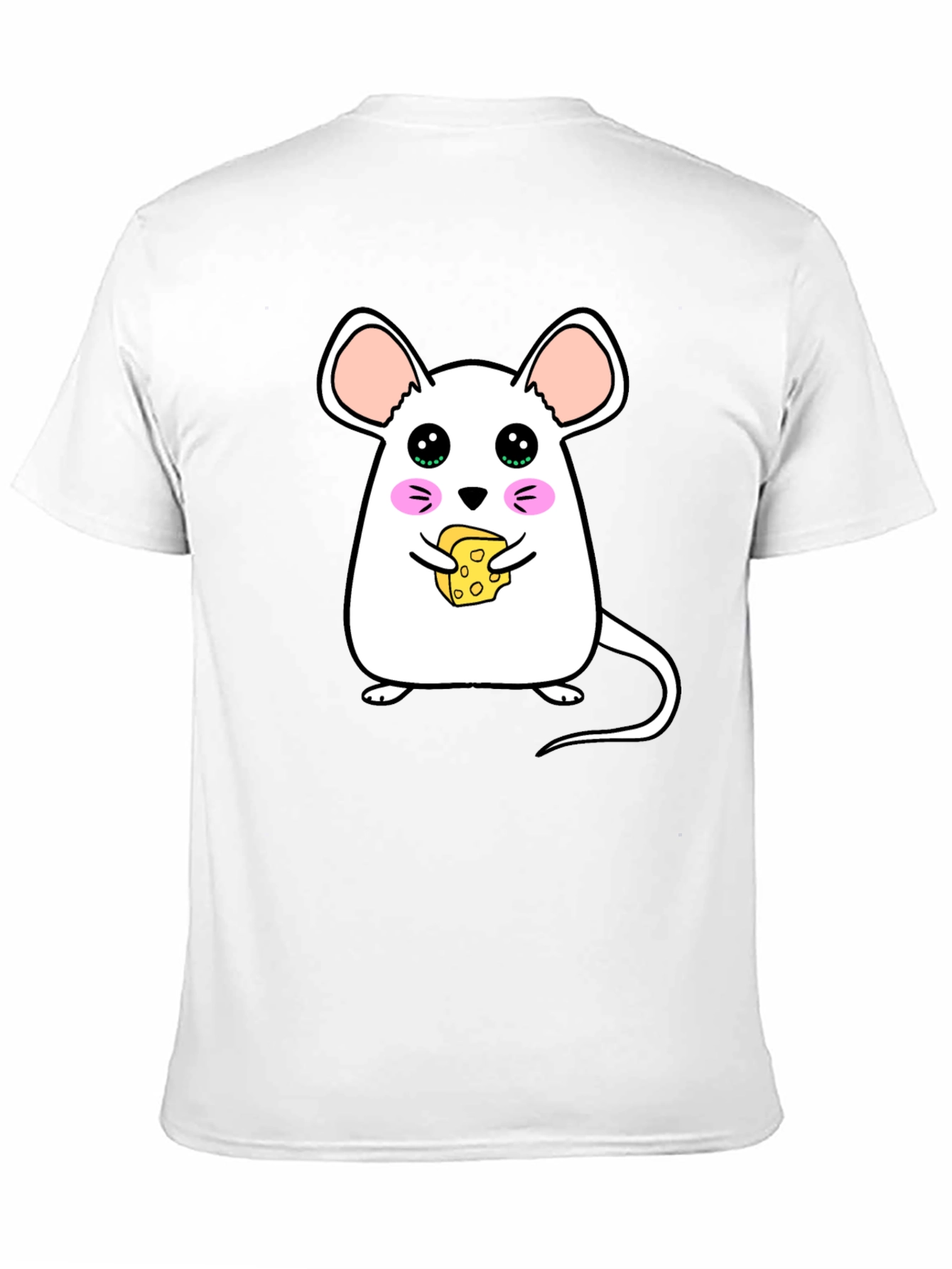 Black Cute Cartoon Mouse Eating Cheese Graphic T-Shirt view 11