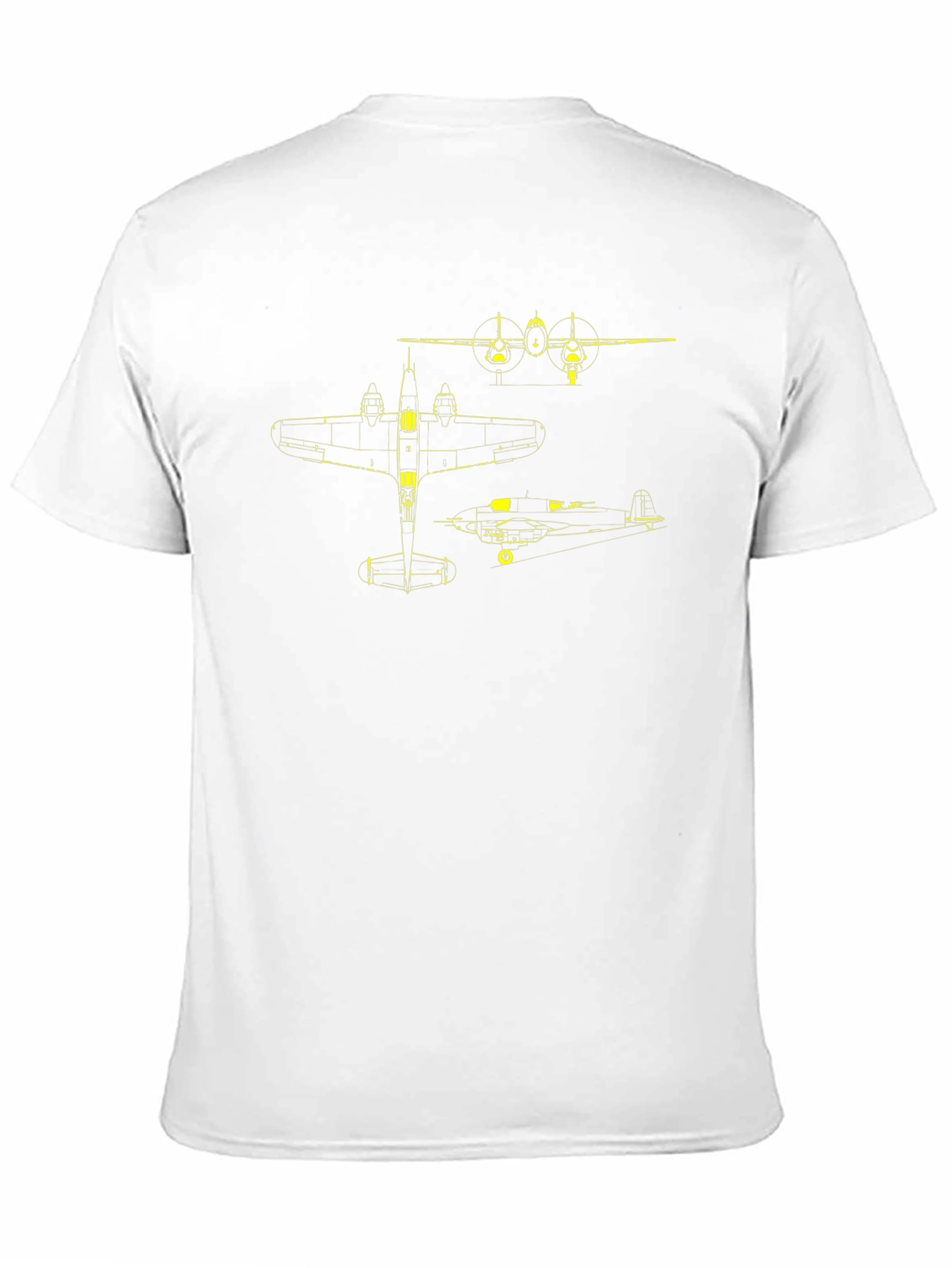Black Vintage Airplane Blueprint Graphic T-Shirt view 11