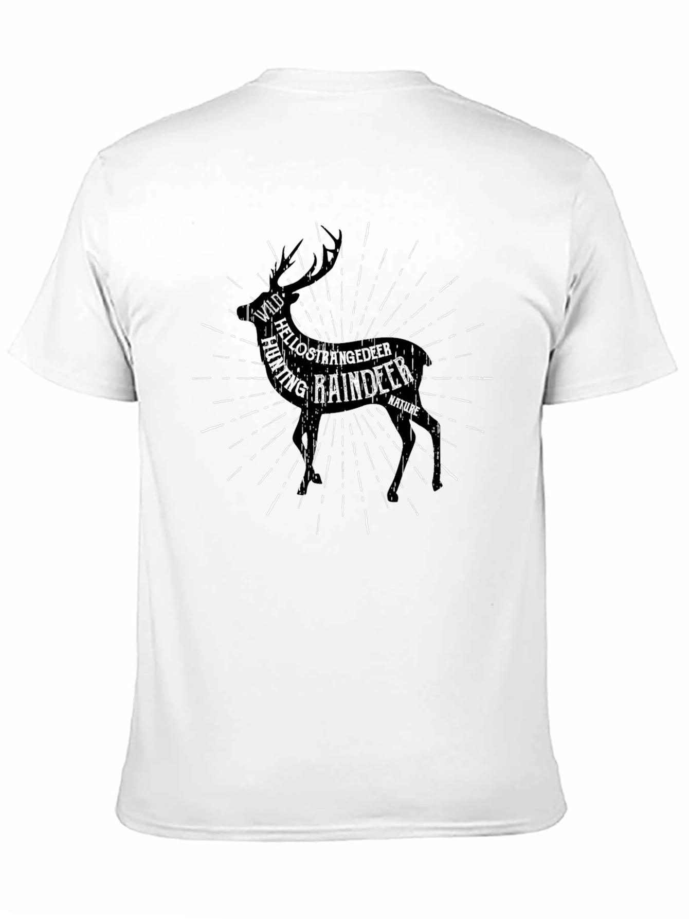 Black Reindeer Word Art T-Shirt - Black view 11