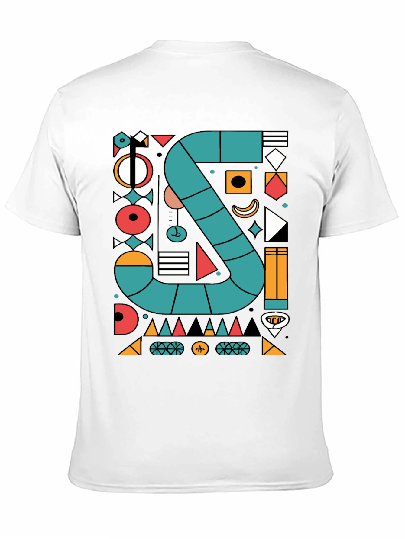 Black Geometric S Design T-Shirt - Modern Art Tee view 11