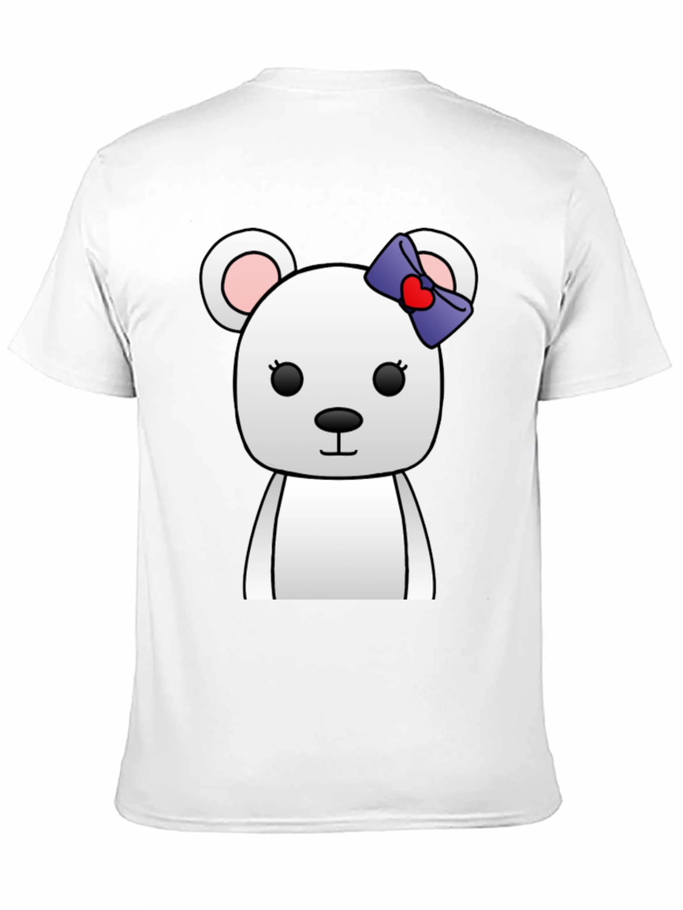 Black Cute Cartoon Bear T-Shirt - Unisex Black Tee view 11