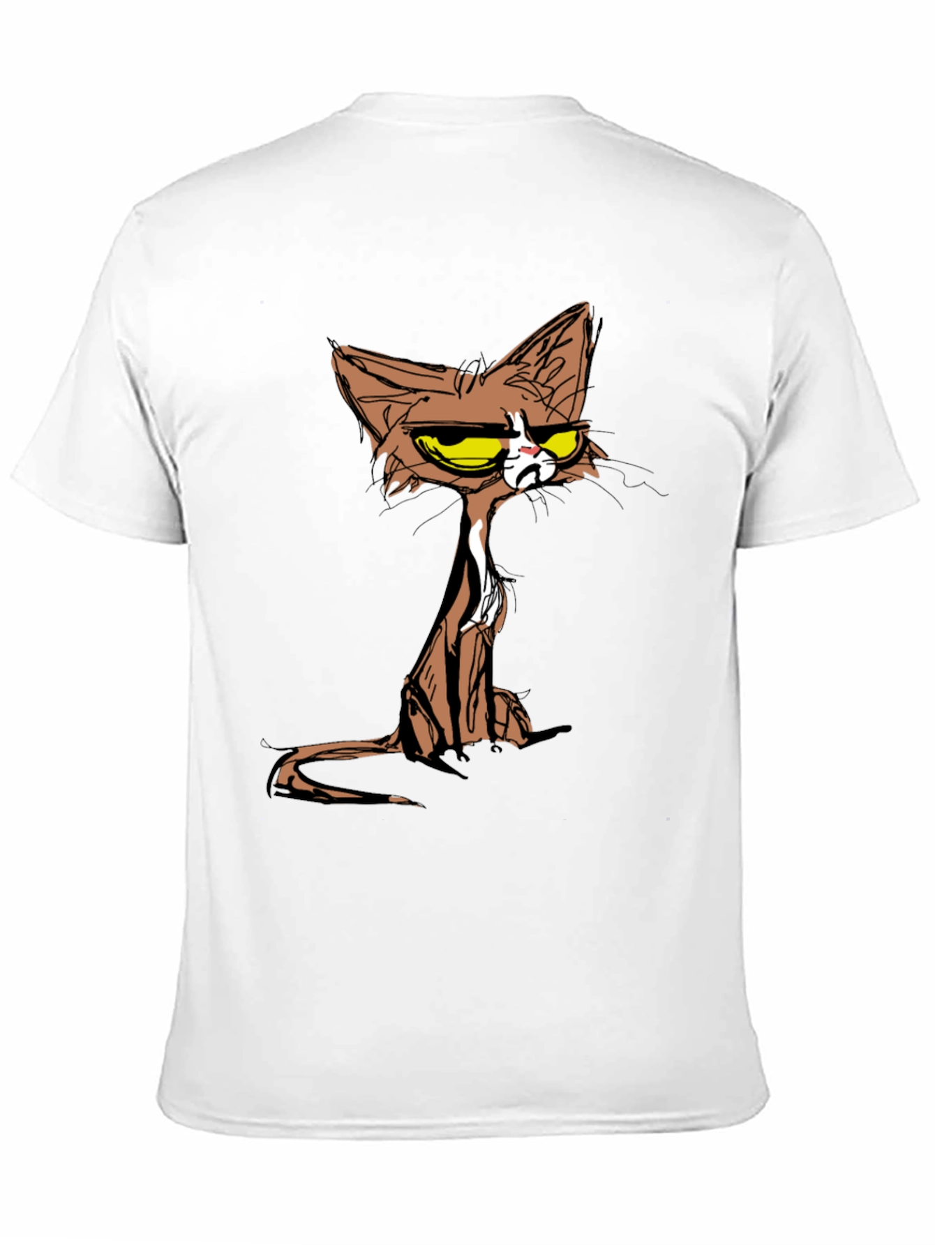 Black Grumpy Cat T-Shirt - Cartoon Style Tee view 11