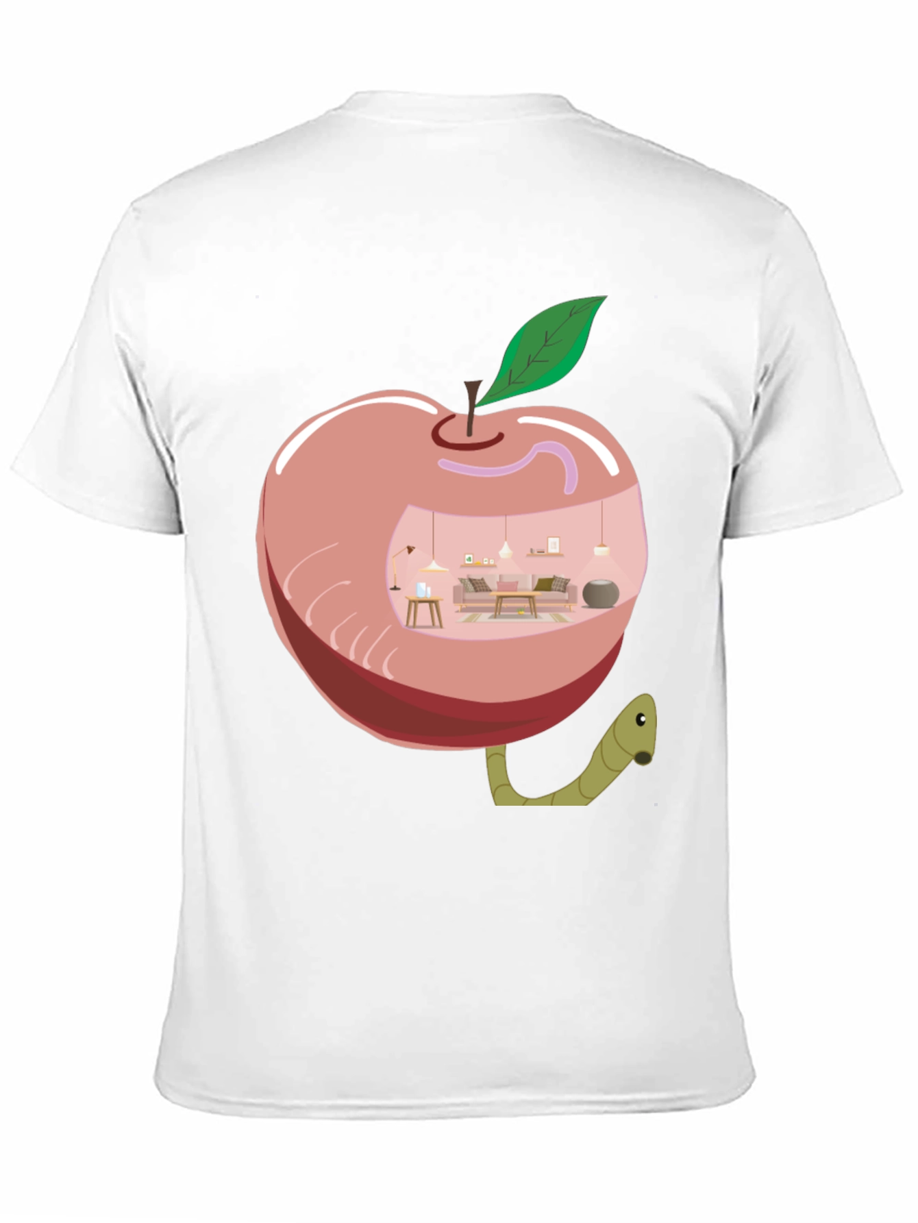 Black Apple Home Worm Tee - Unique Graphic T-Shirt view 11