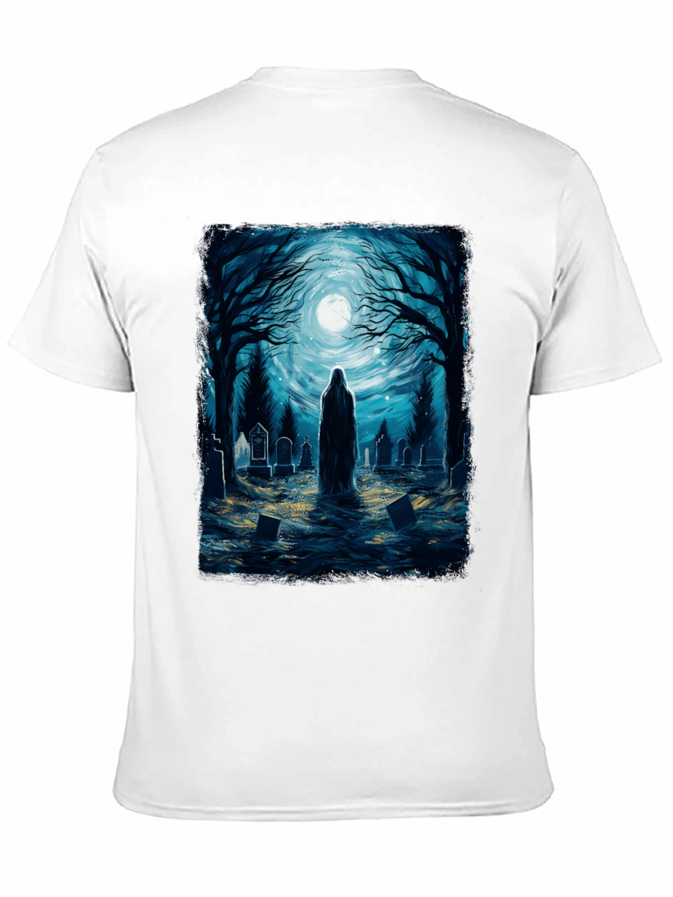 Black Ghostly Graveyard Tee - Spooky T-Shirt view 11